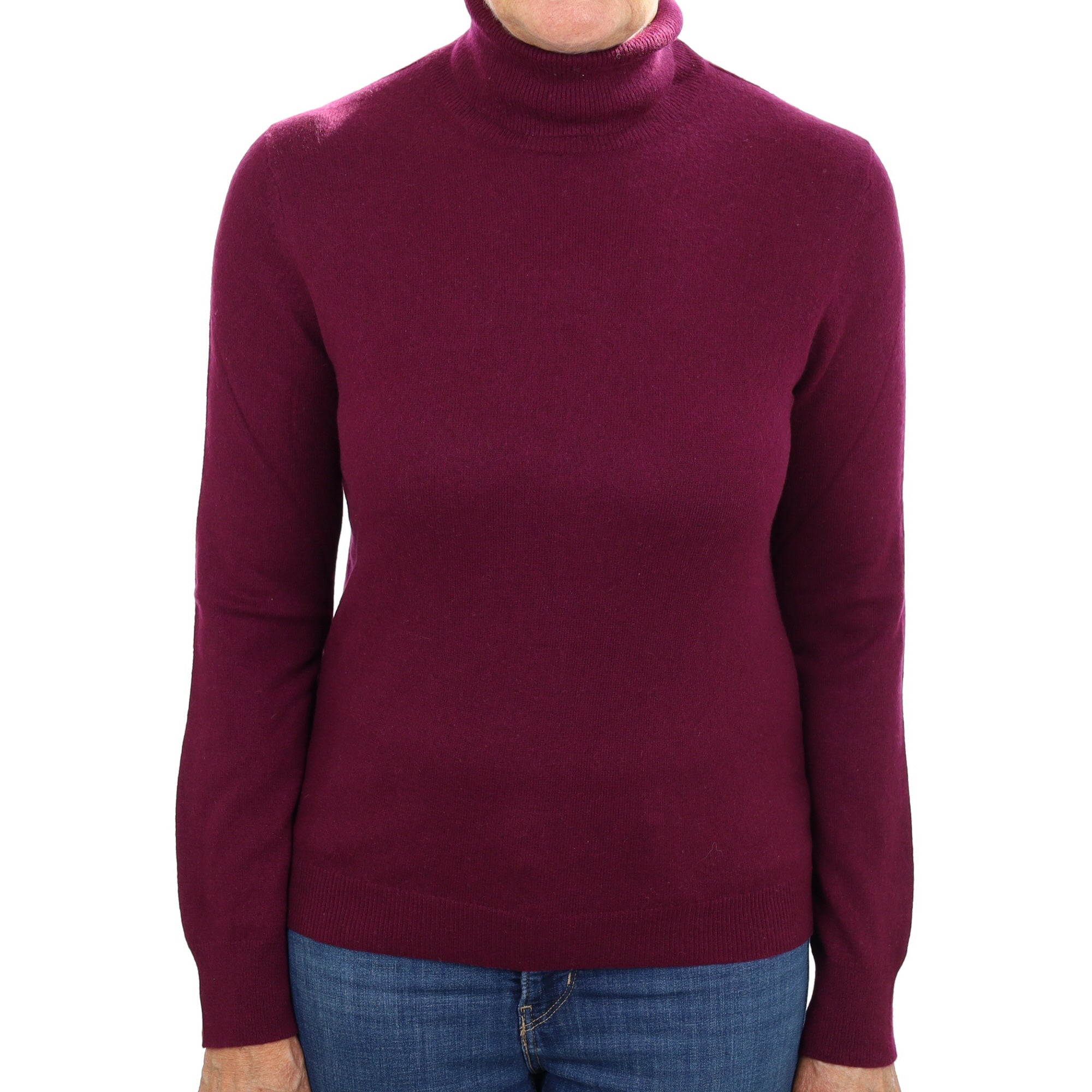 Mulberry Purple Cashmere Polo Neck Jumper Medium
