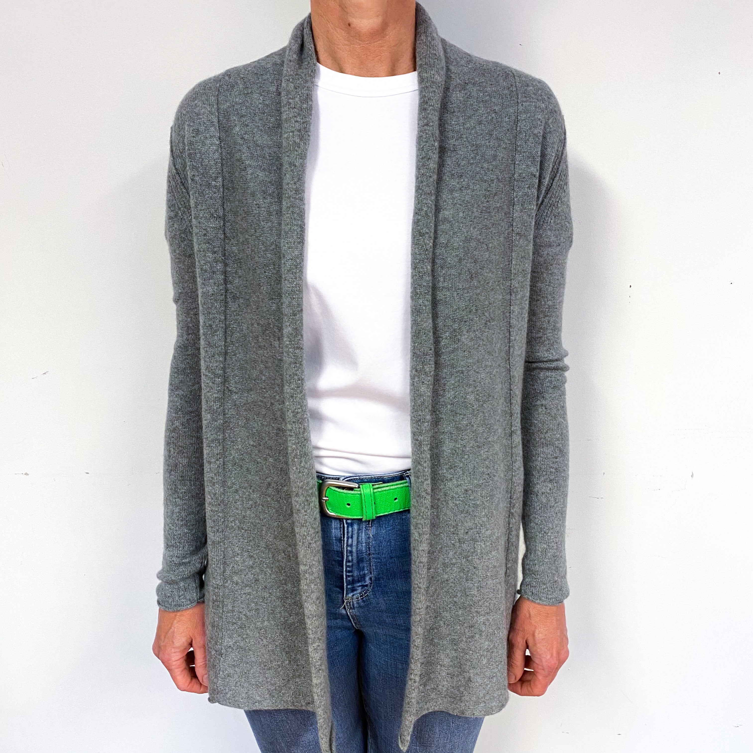 Steel Grey Cashmere Edge to Edge Cardigan Medium
