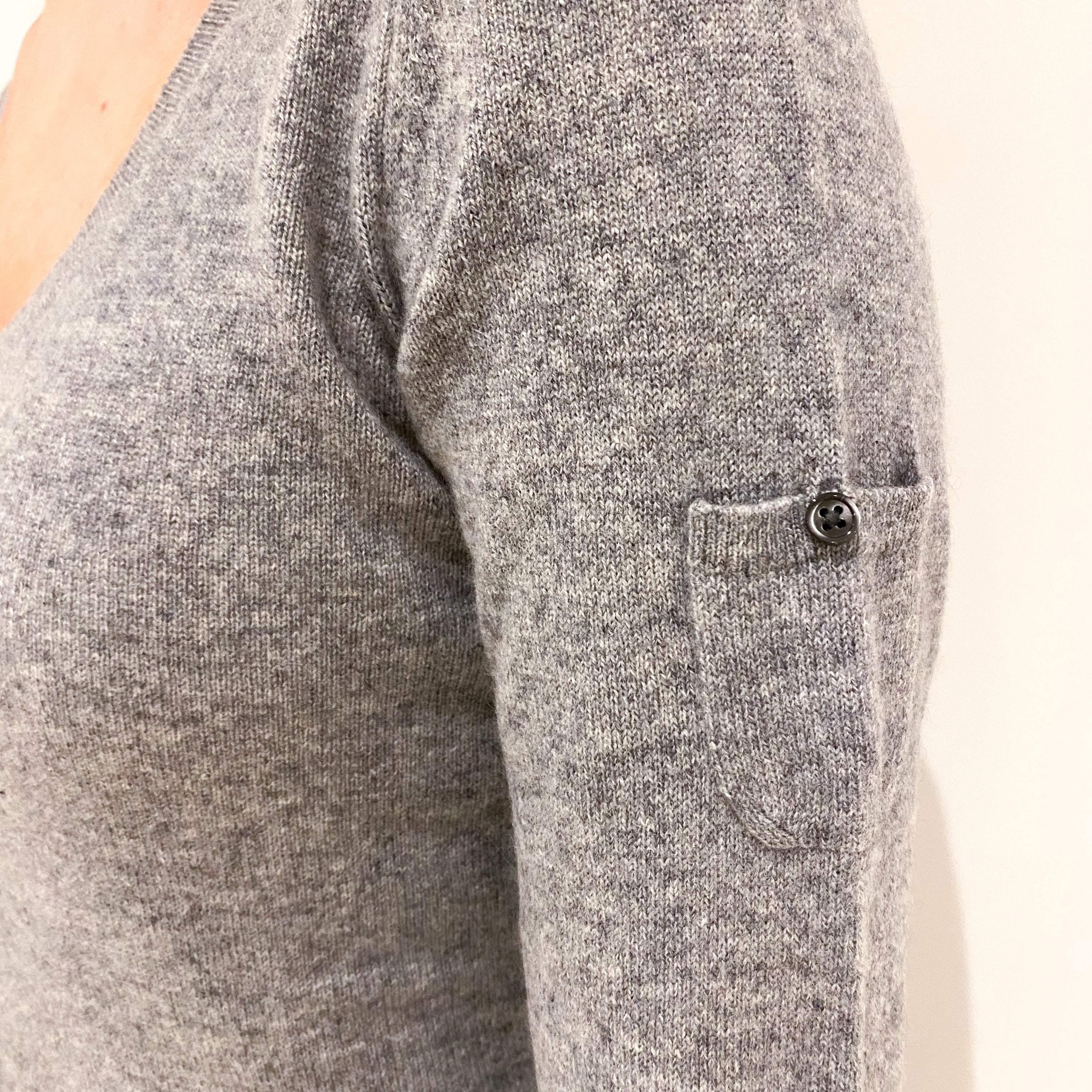 Light Grey Cashmere V-Neck Jumper Extra Small