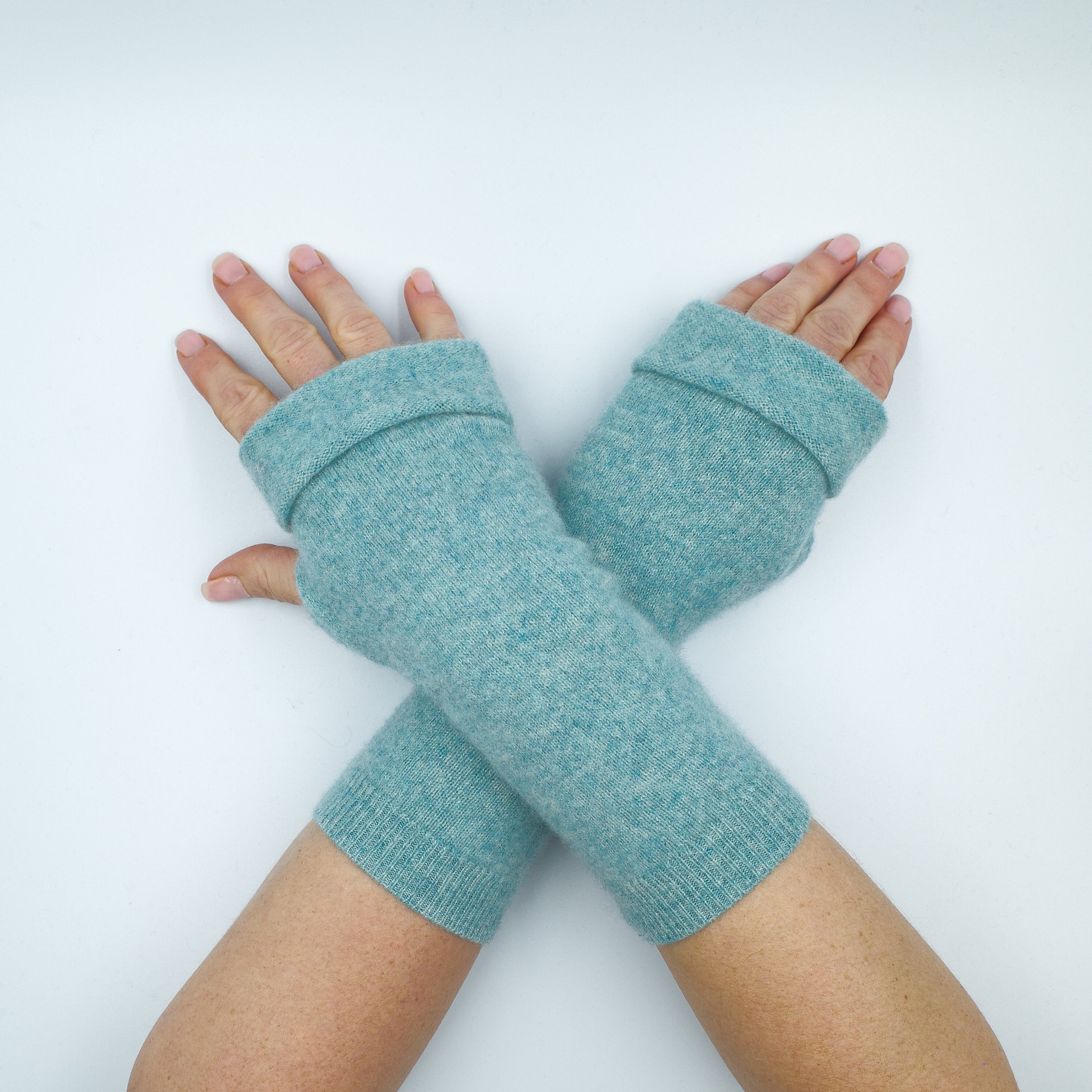 Sea Foam Green Fingerless Gloves
