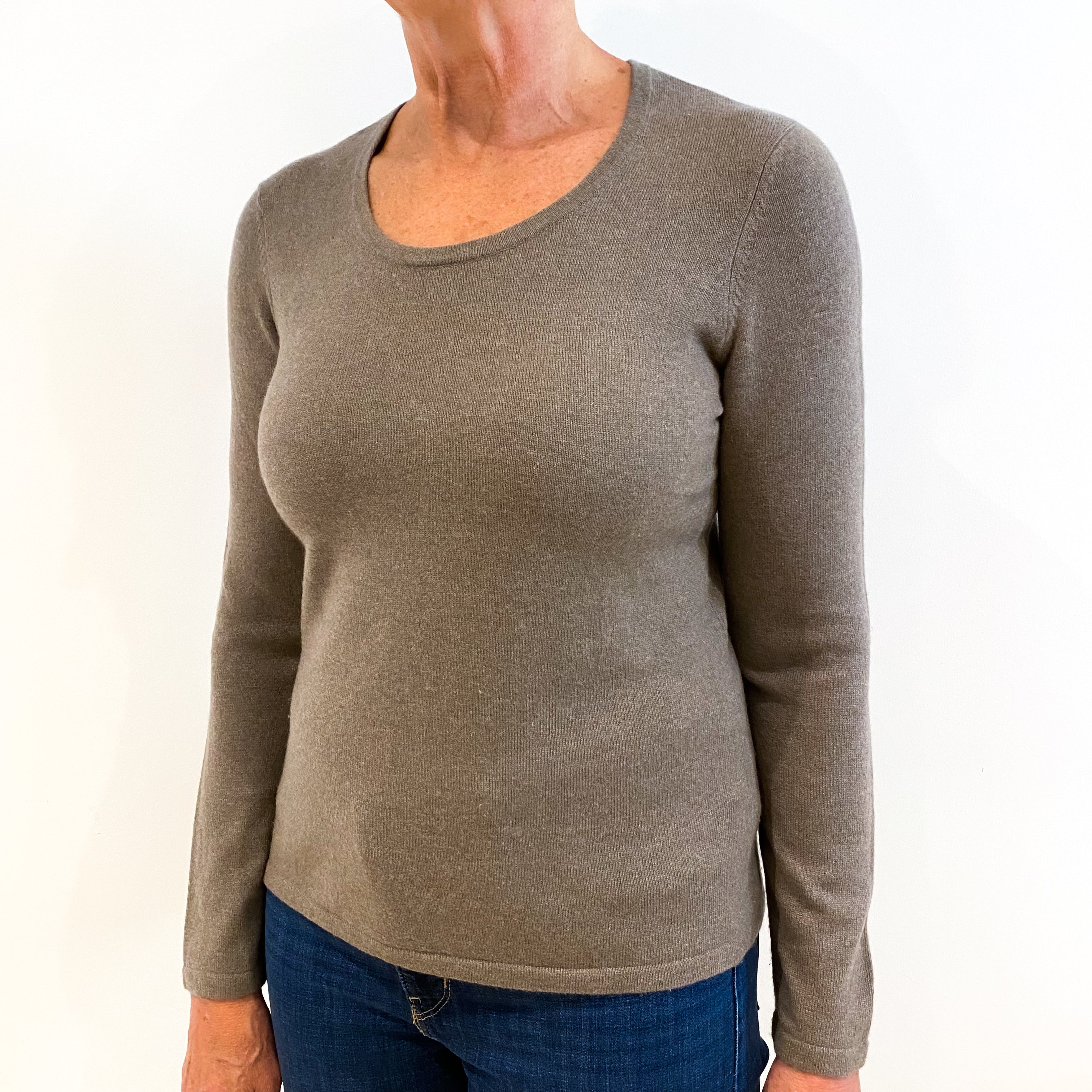 Donkey Brown Cashmere Deep Crew Neck Jumper Medium
