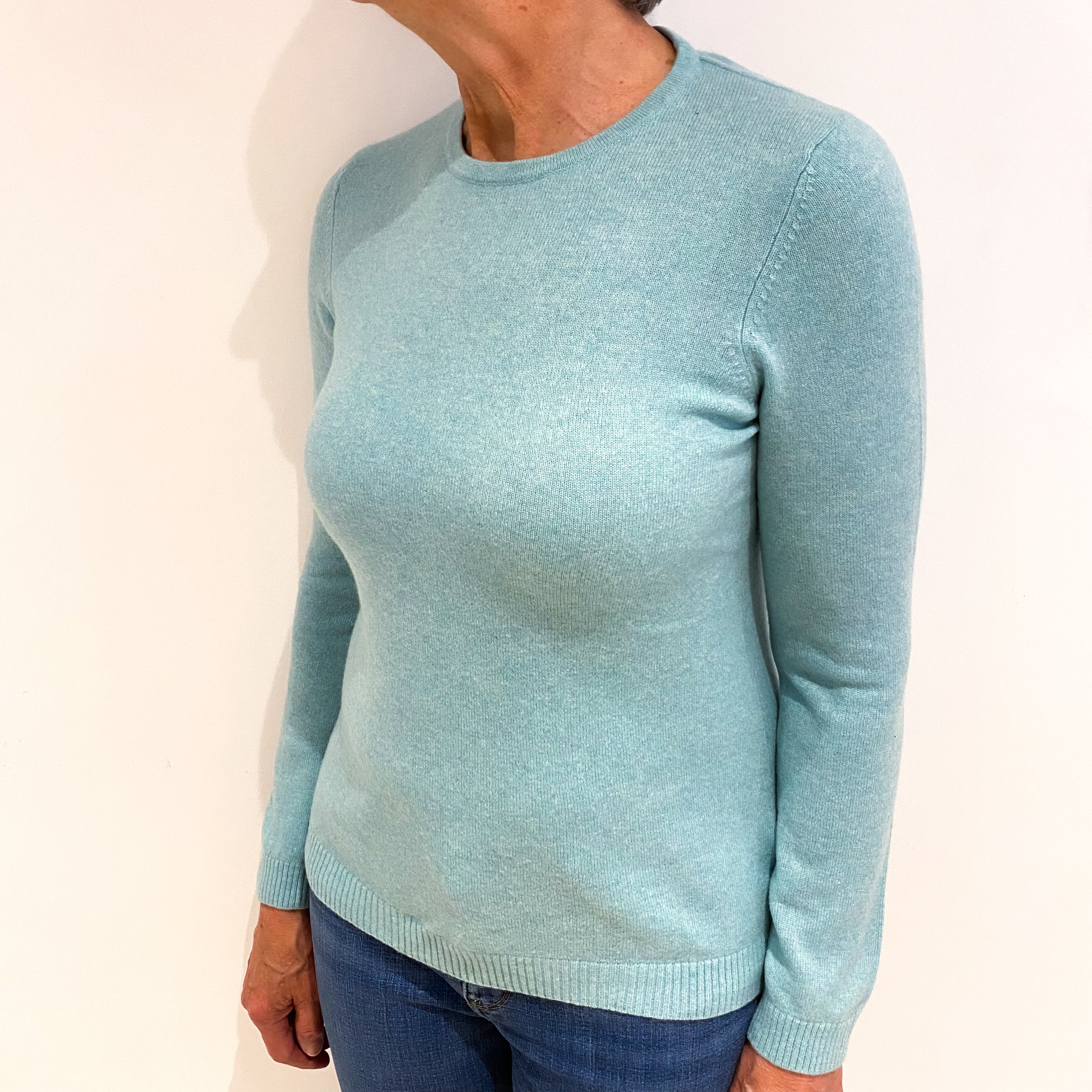 L.L.Bean Deep Mint Cashmere Crew Neck Jumper Medium
