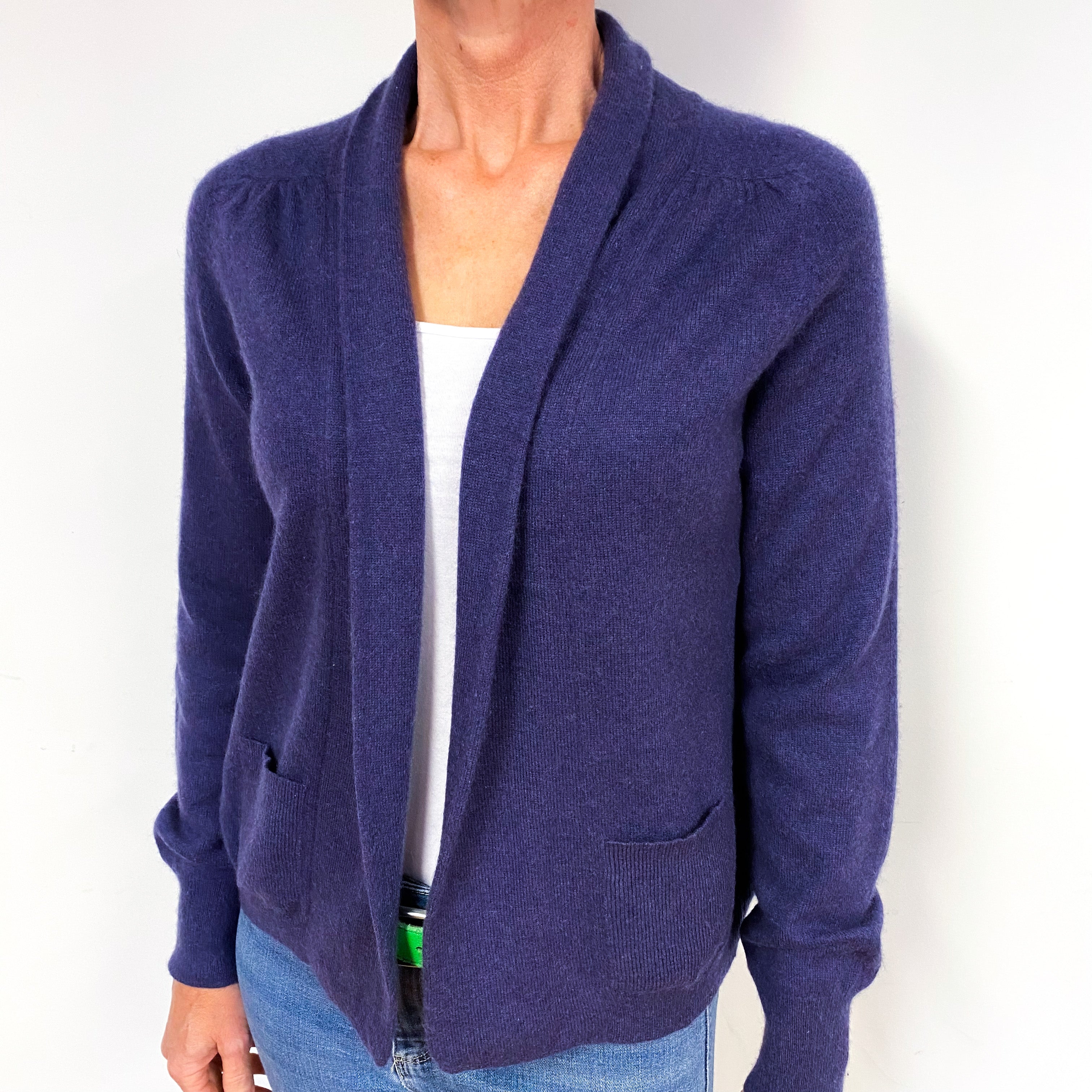 Soft Indigo Purple Cashmere Edge to Edge Cardigan Medium