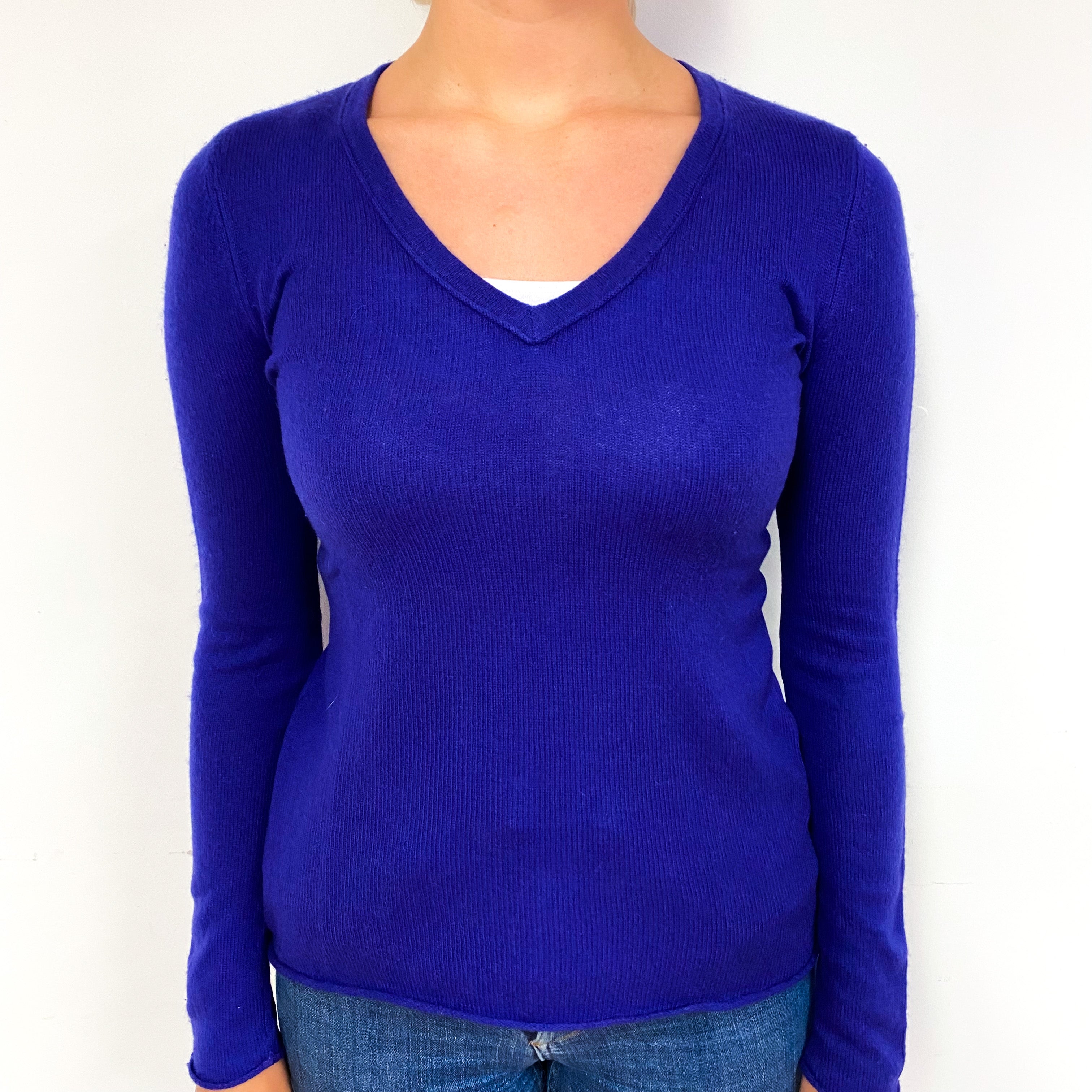 Pansy Purple Cashmere V-Neck Jumper Small
