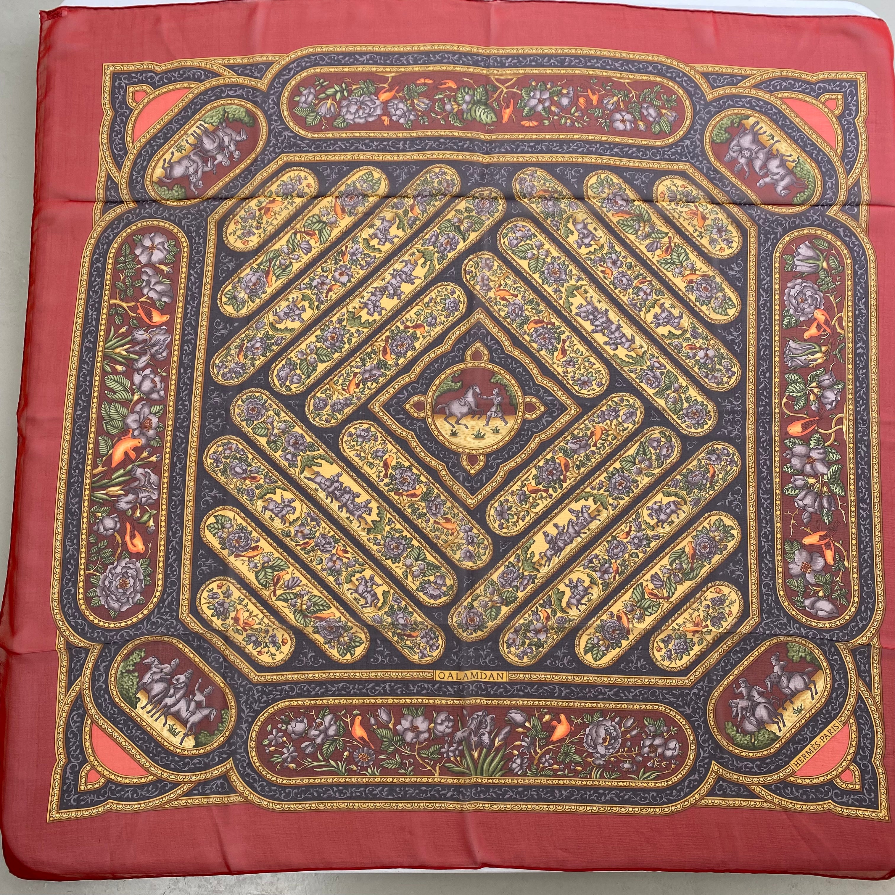 Hermès Qalamdan Mousseline Silk Scarf