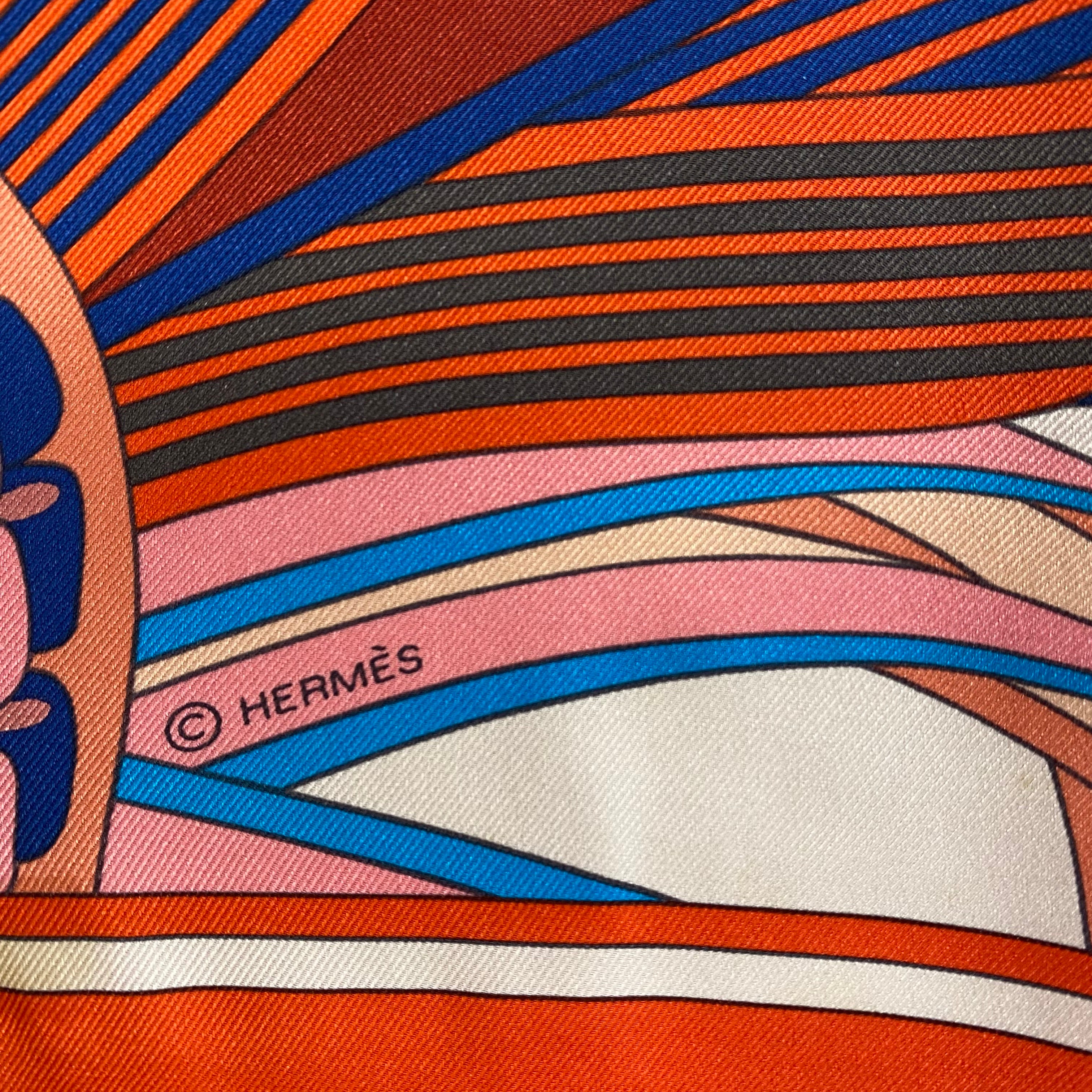 Hermès 70 Les Flots du Cheval Silk Scarf