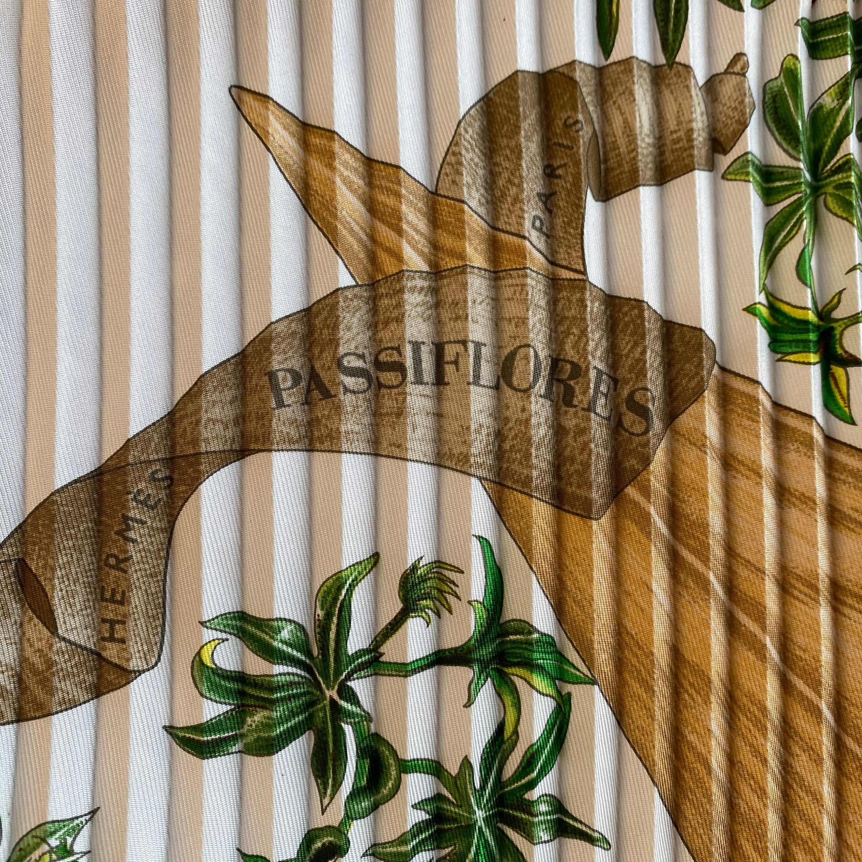 Hermès Passiflores Plissè Silk Scarf
