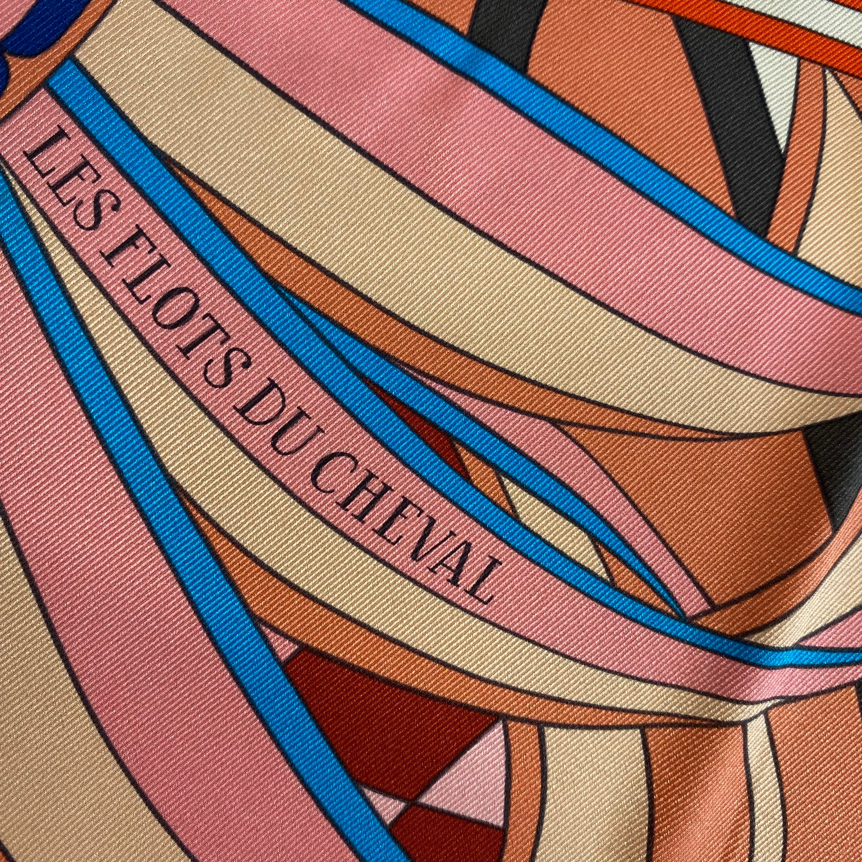 Hermès 70 Les Flots du Cheval Silk Scarf