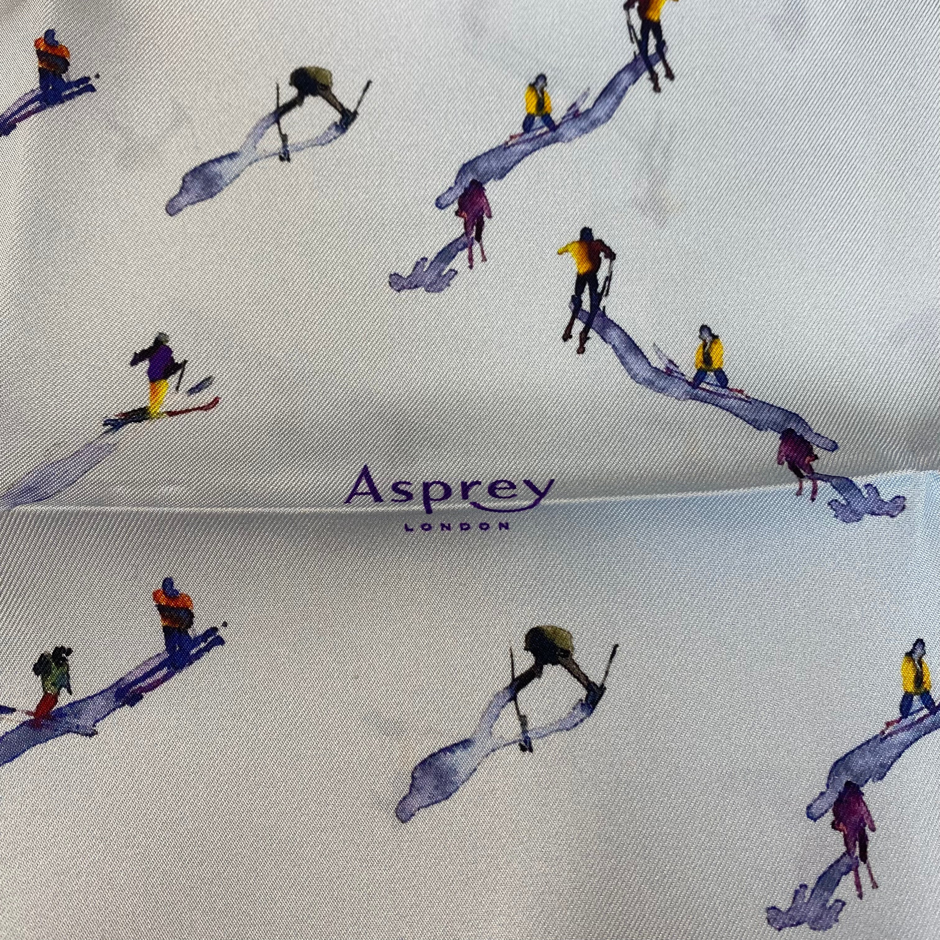 Pristine Asprey Ski Boxed Silk Scarf