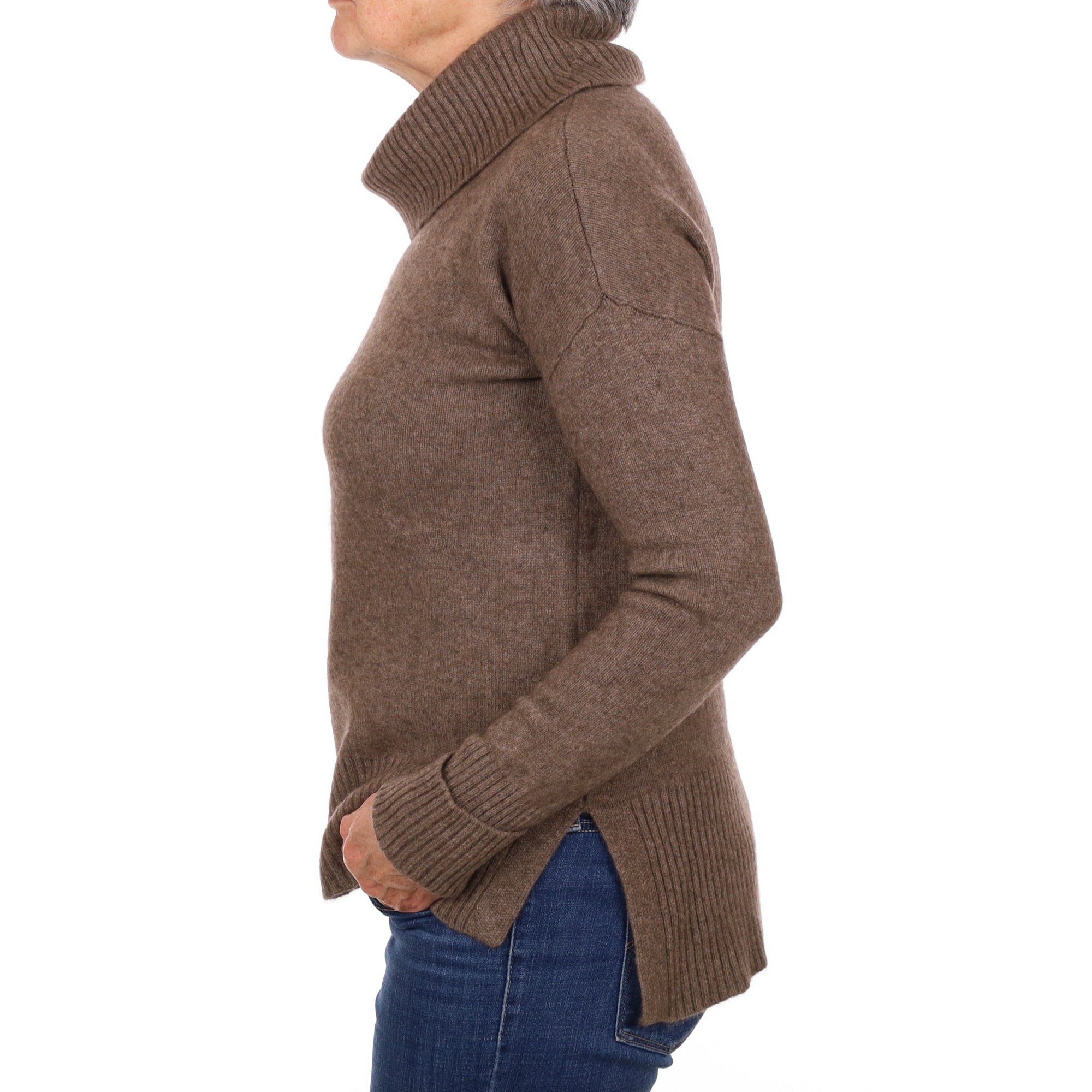 Mocha Brown Cashmere Cowl Neck Jumper Medium