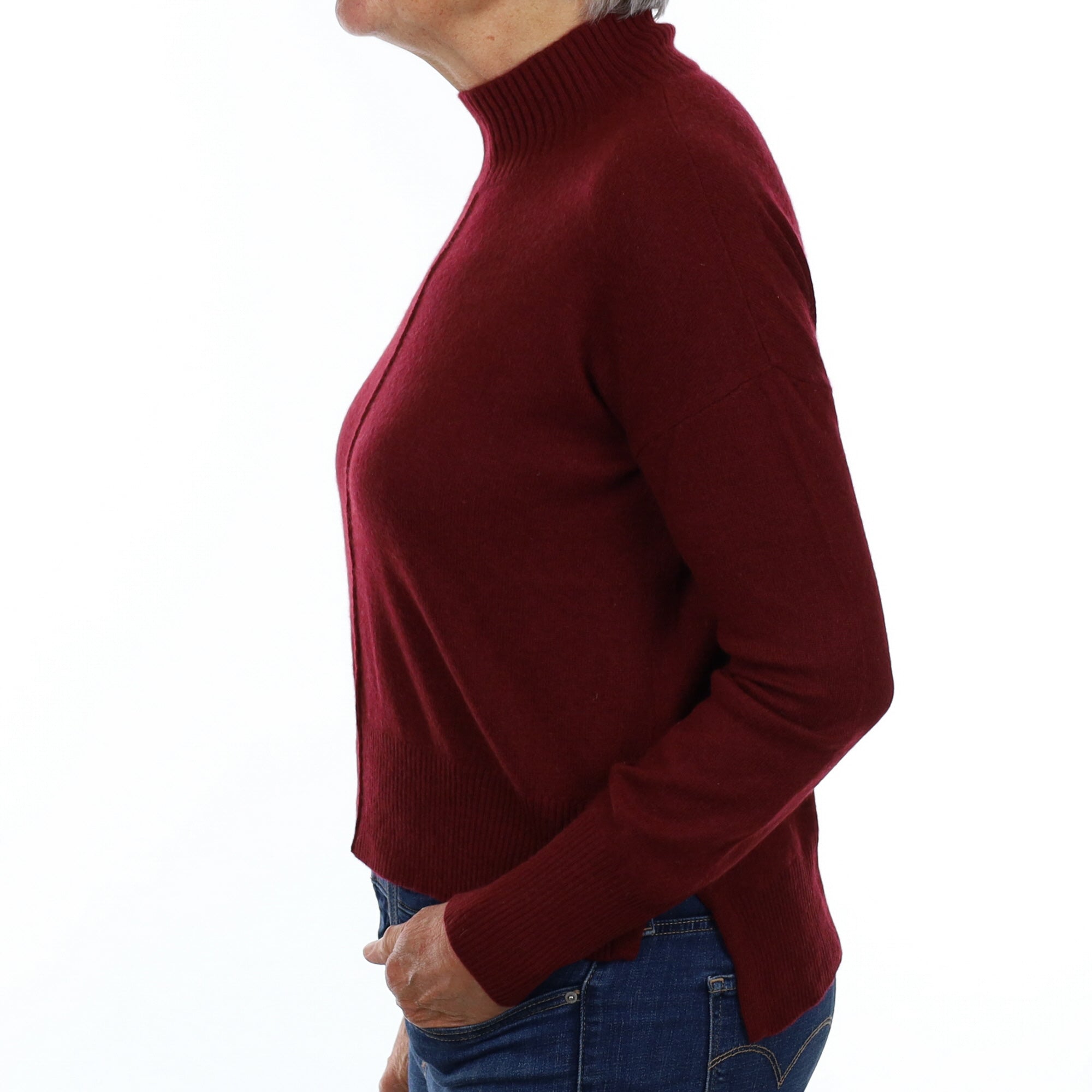 Wine Red Cashmere Turtle Neck Jumper Medium