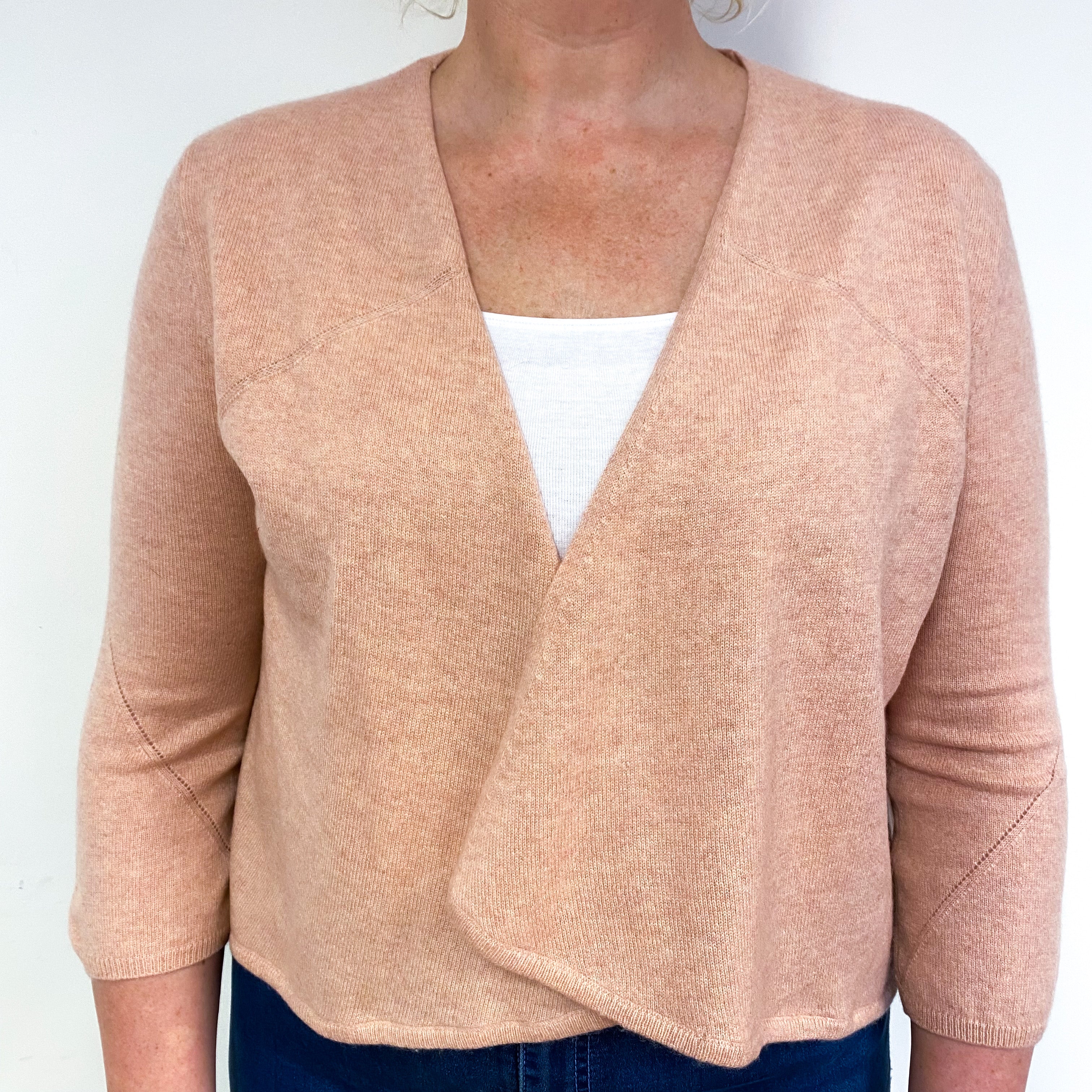 Blush Pink Cashmere Edge to Edge Cardigan Large
