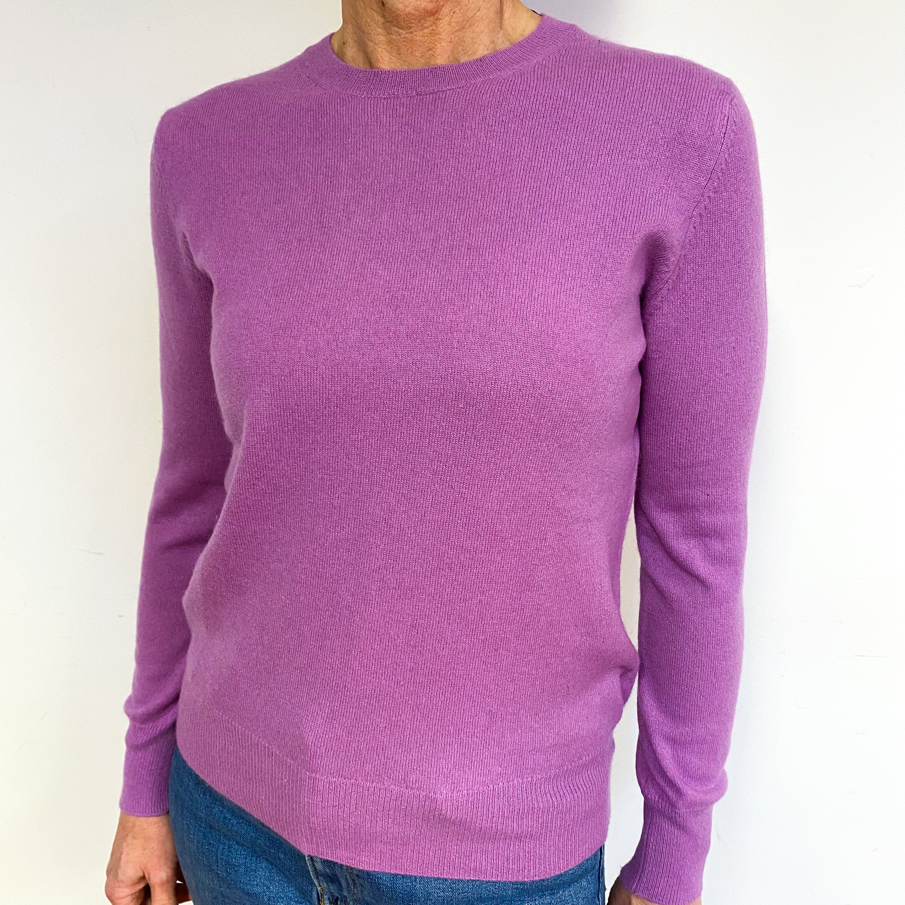 Loganberry Purple Cashmere Crew Neck Jumper Medium