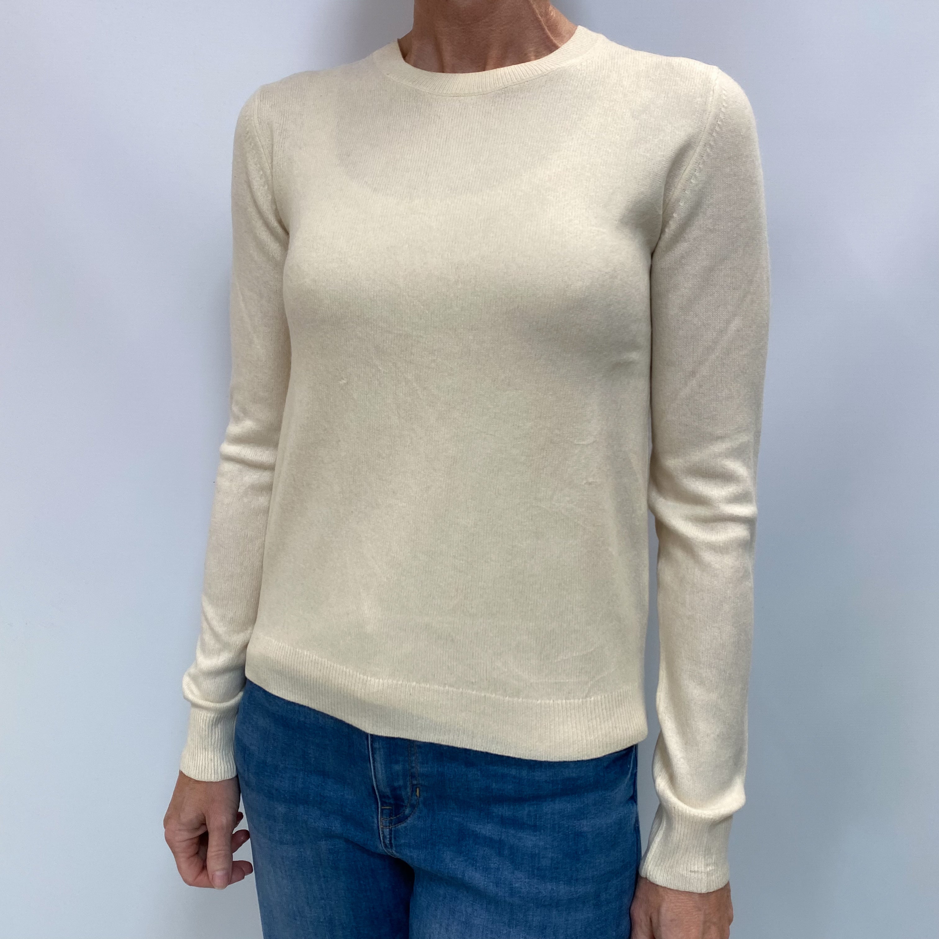 Vanilla Cream Cashmere Crew Neck Jumper Small