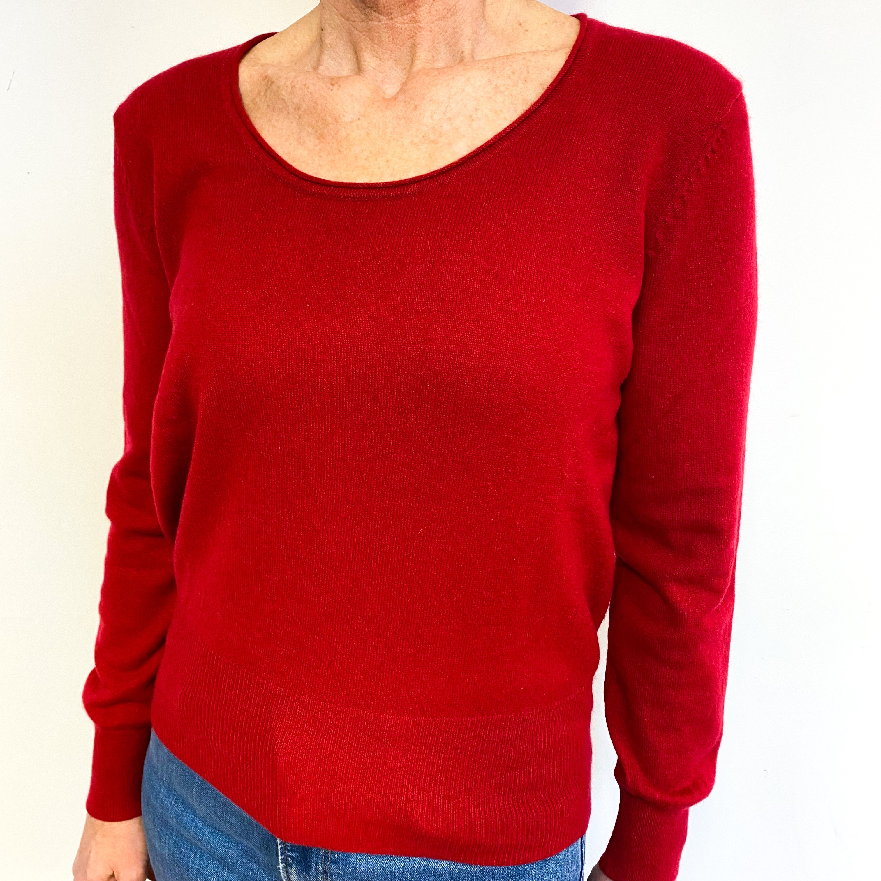 Crimson Red Cashmere Crew Neck Jumper Medium