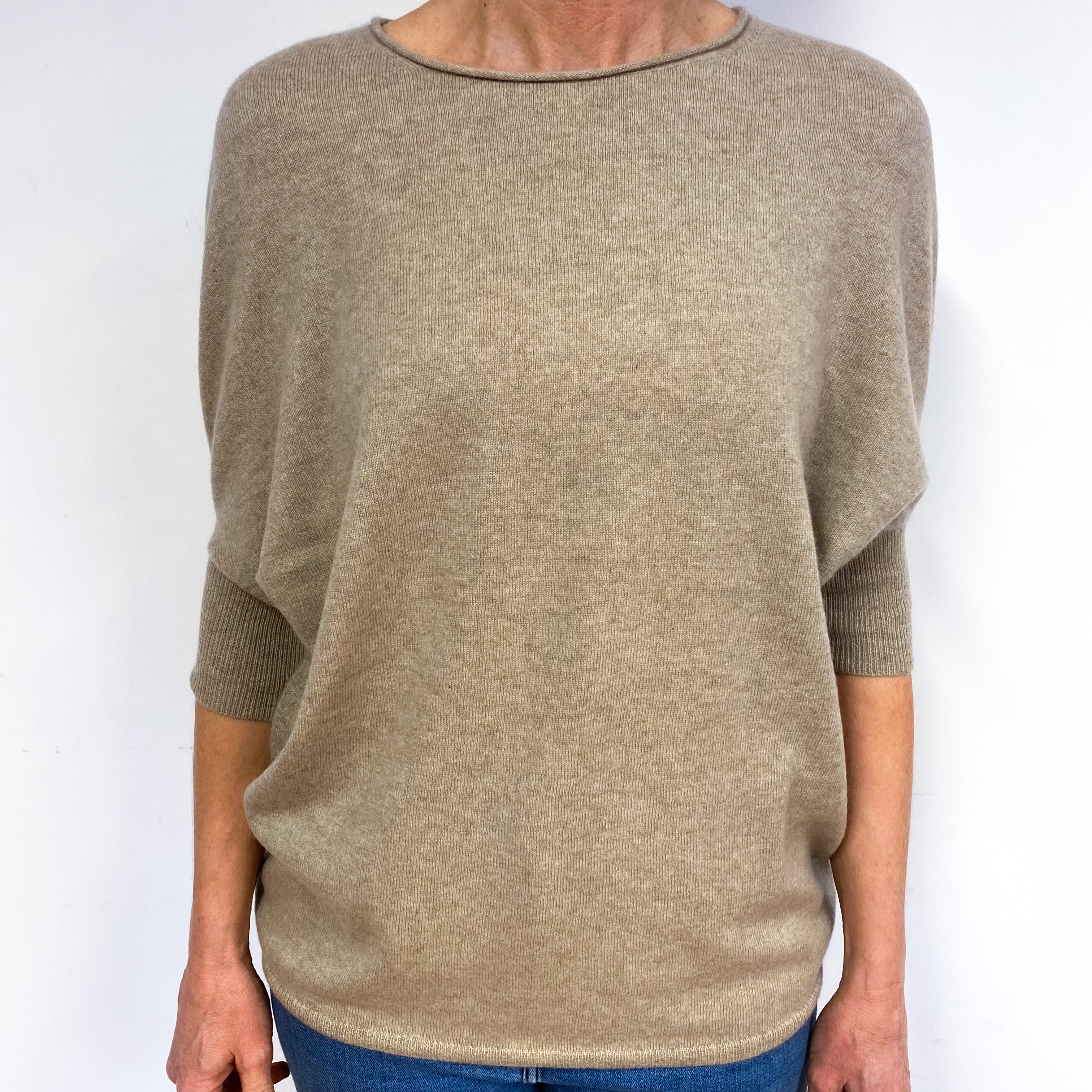 Biscuit Brown Cashmere Crew Neck Jumper Medium
