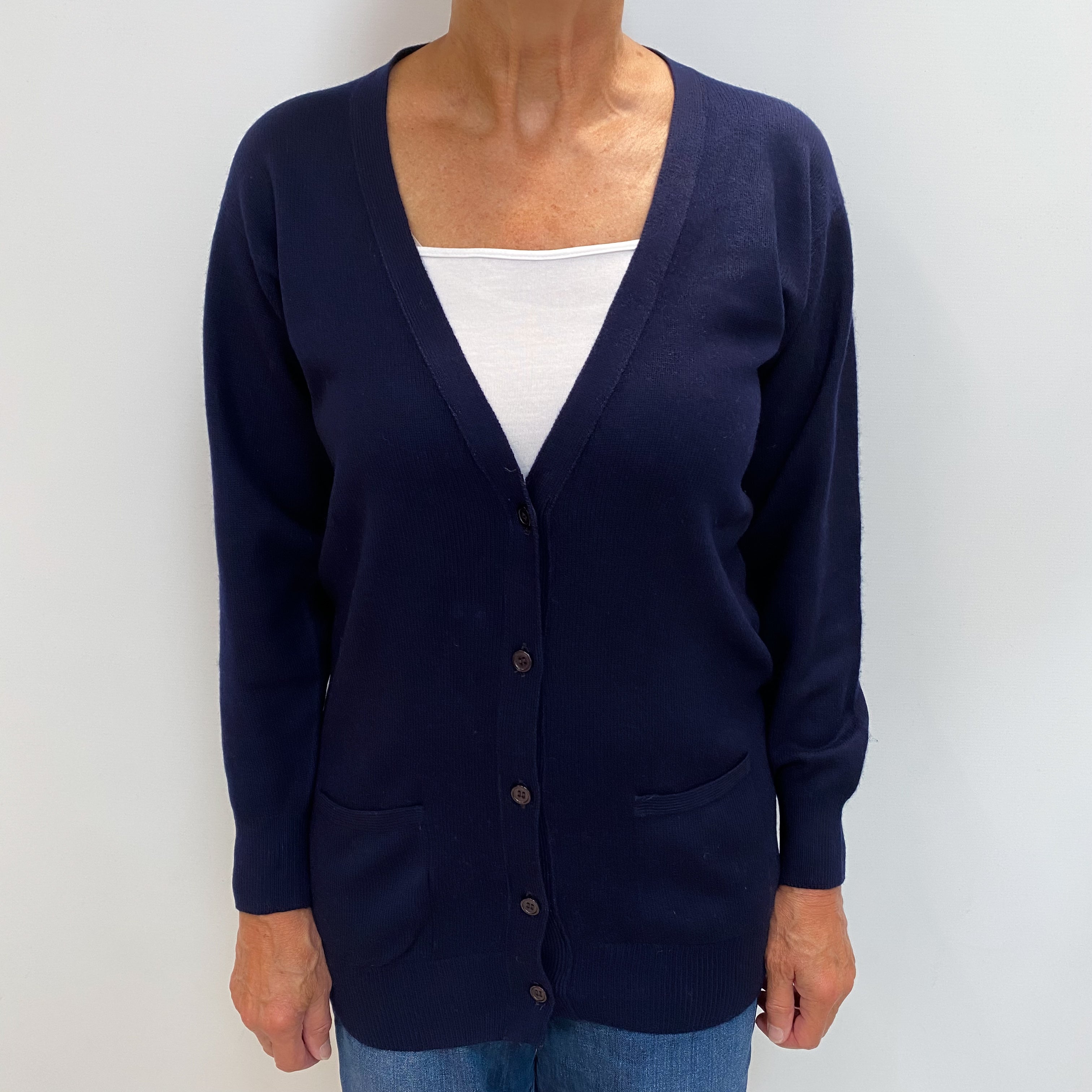 Pringle Navy Cashmere V Cardigan Medium