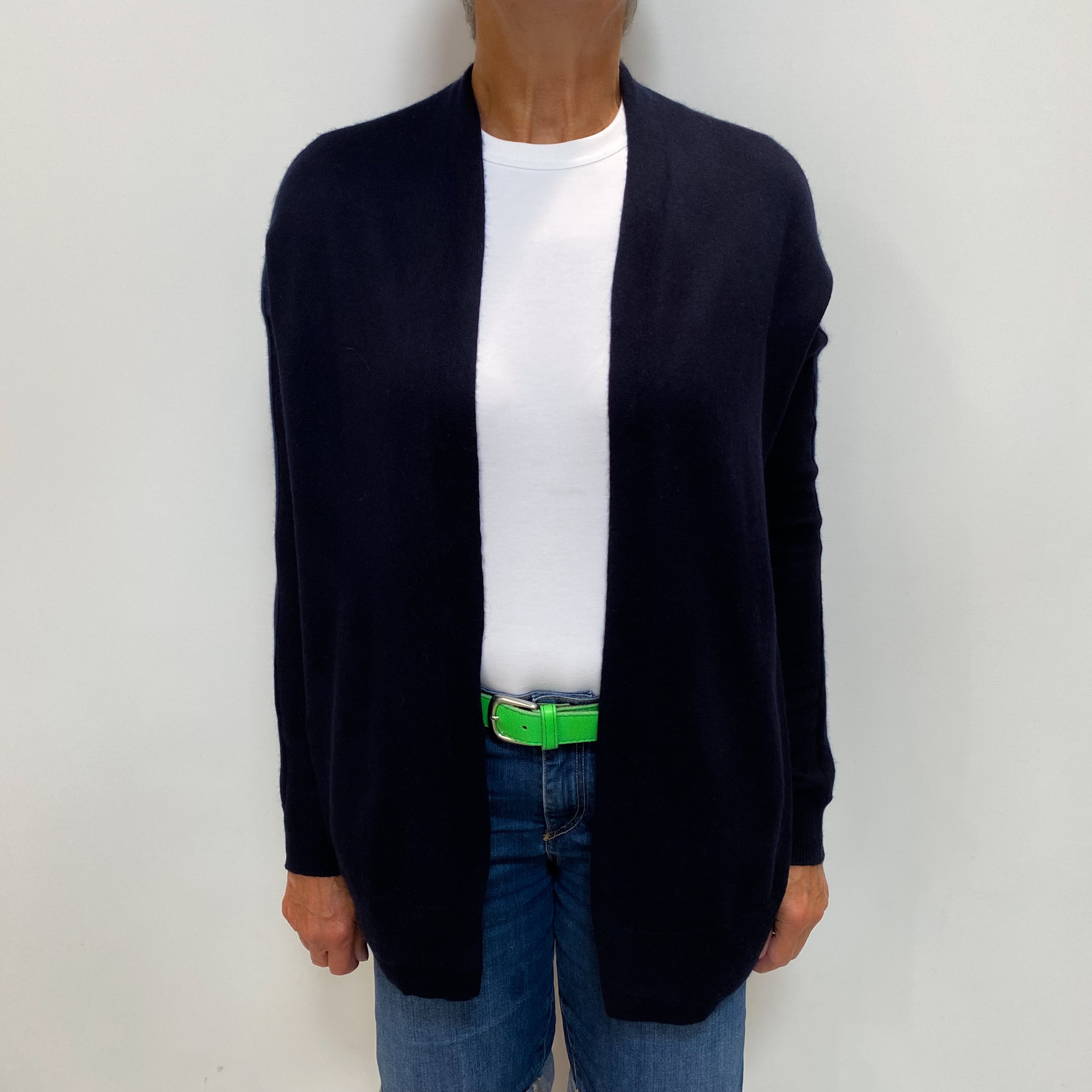 Navy Cashmere Edge To Edge Cardigan Medium