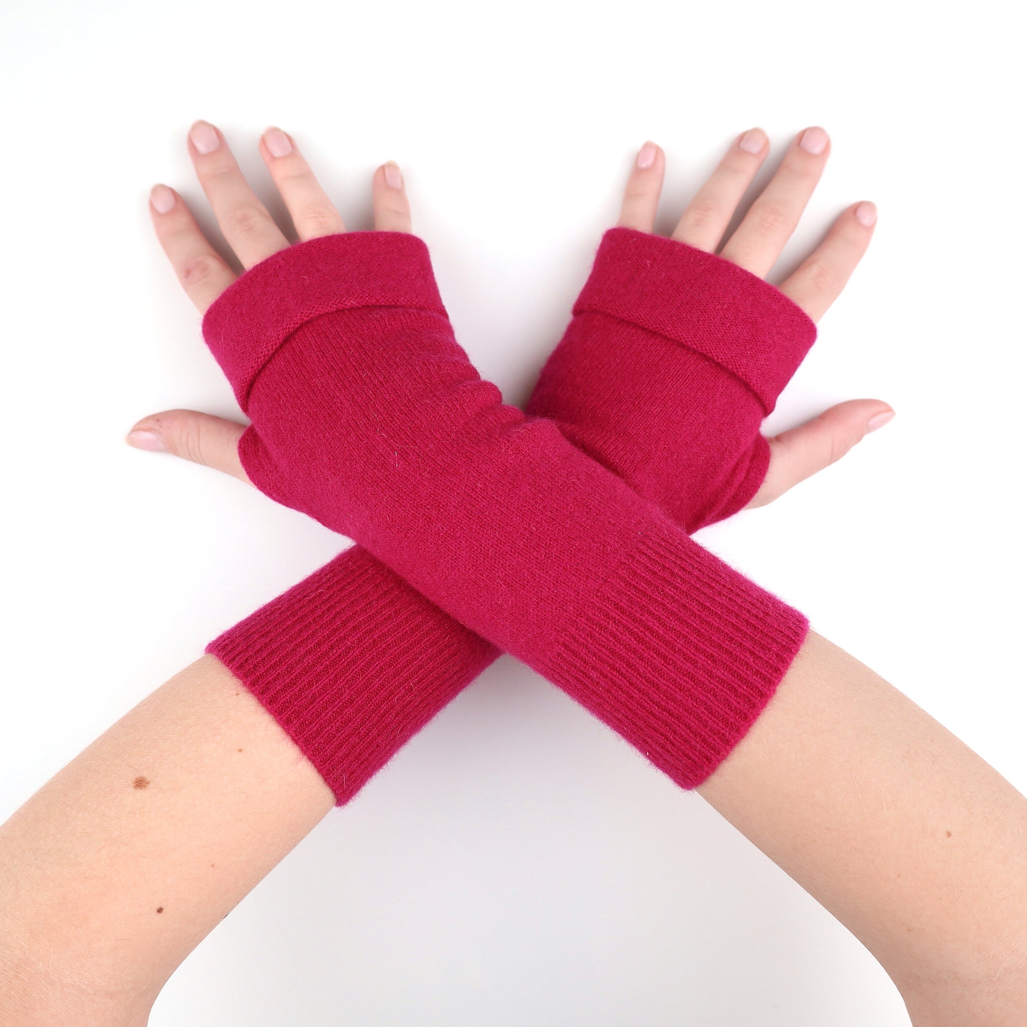 Cherry Pink Fingerless Gloves