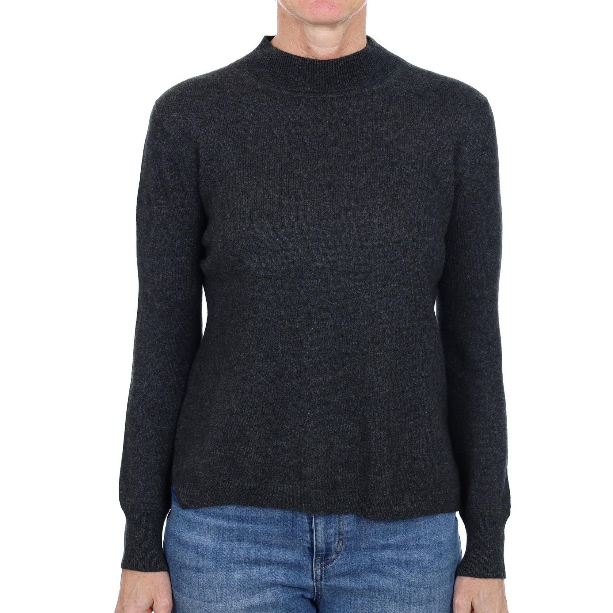 Charcoal Grey Cashmere Turtle Neck Jumper Small