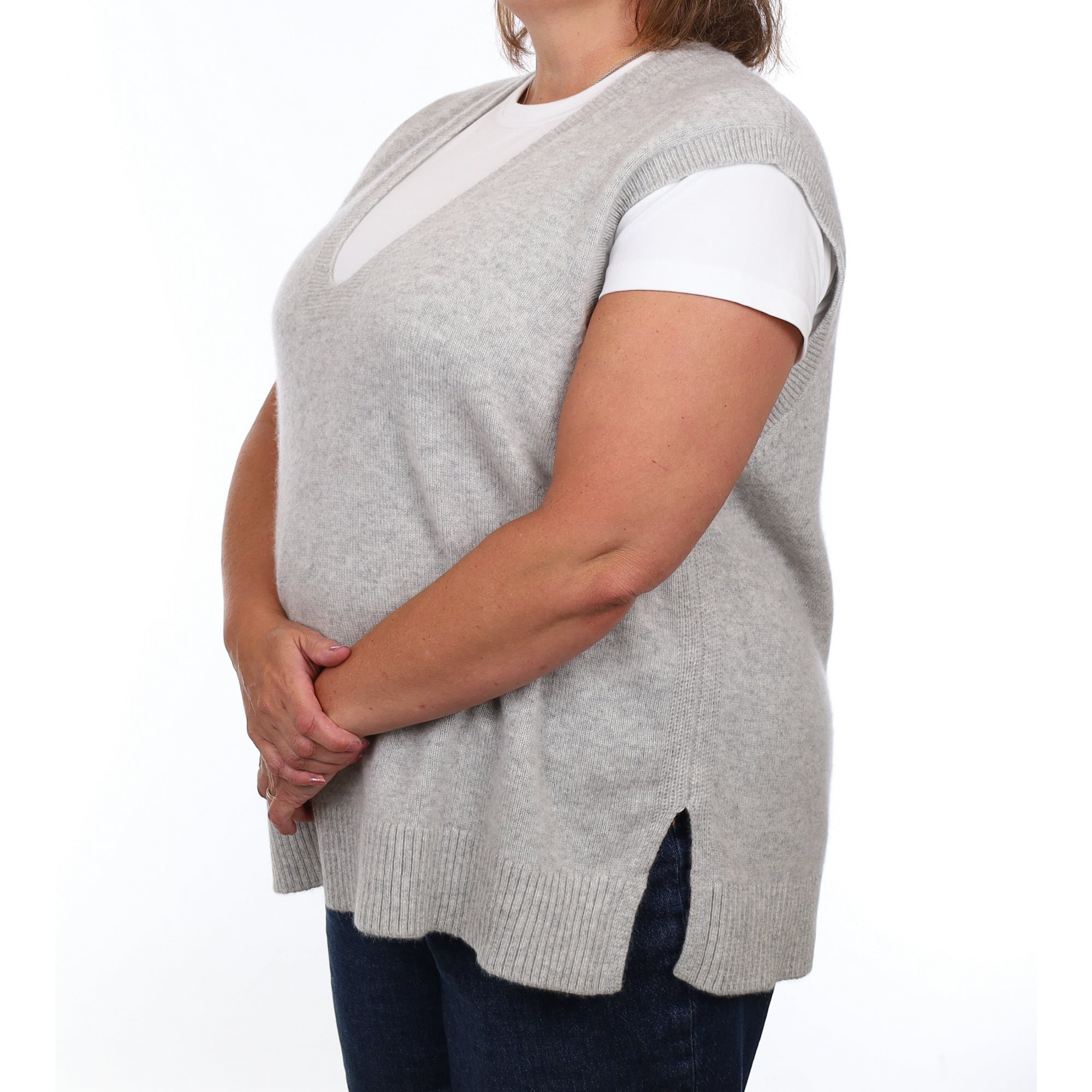 Brand New Mist Grey Luxury Cashmere Tank Top Extra Large UK 20-22