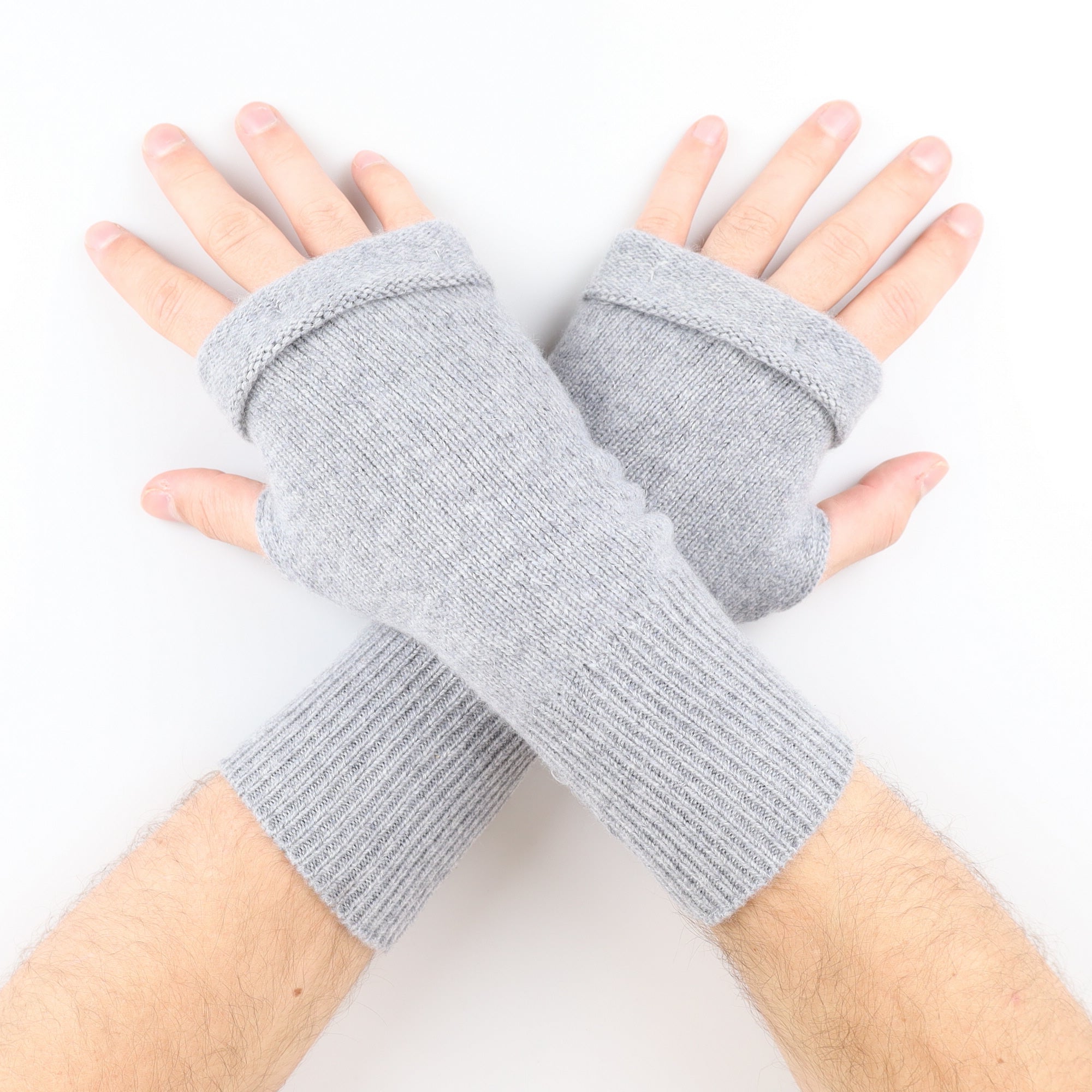 Men's Ash Grey Fingerless Gloves