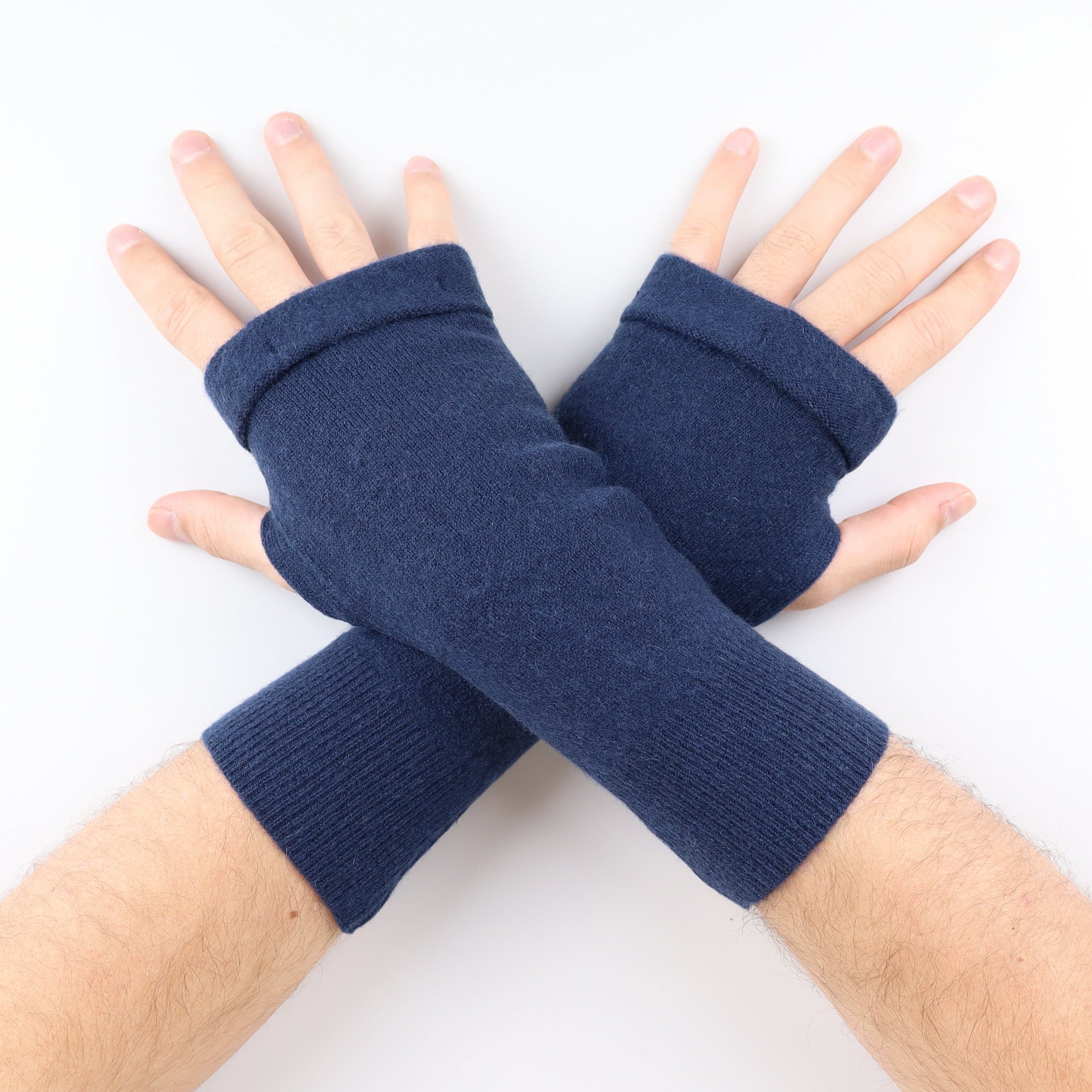 Men’s Navy Fingerless Gloves