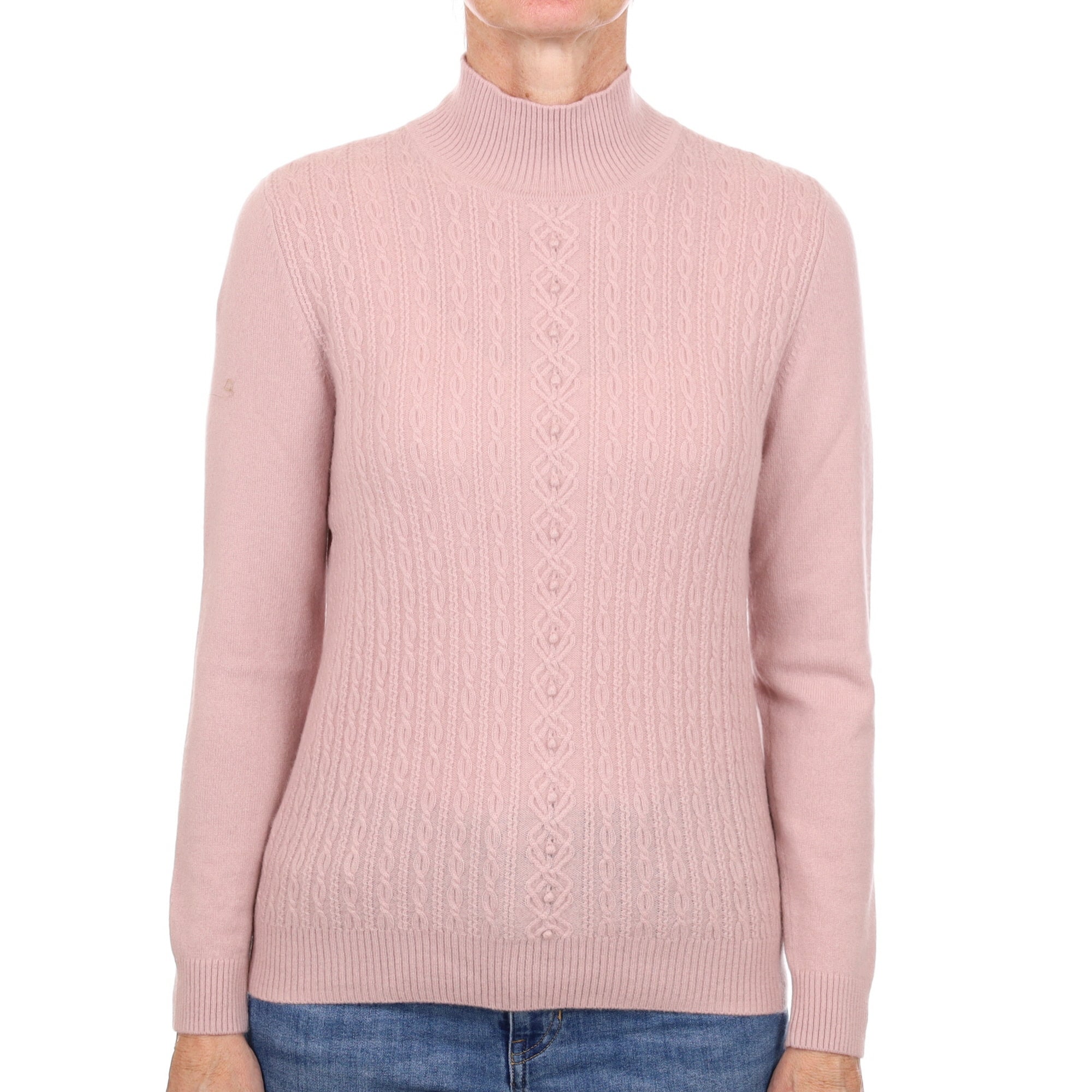 Faded Heather Pink Cashmere Turtle Neck Jumper Small