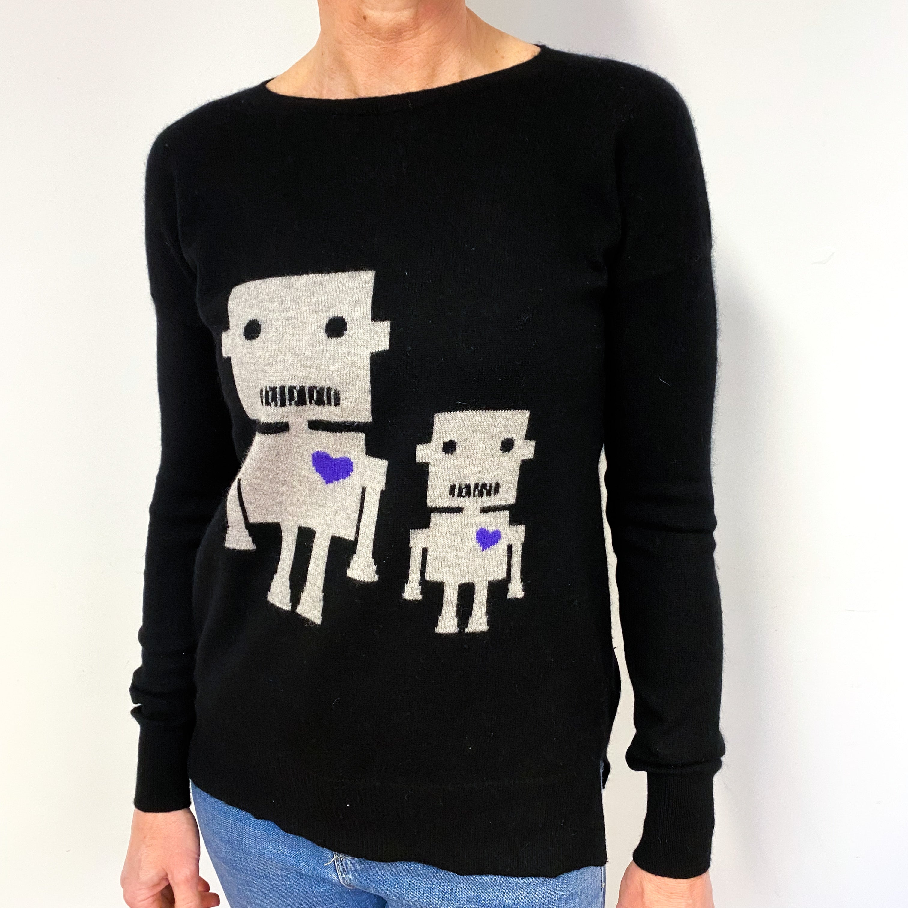 Black Cashmere Crew Neck Jumper Medium