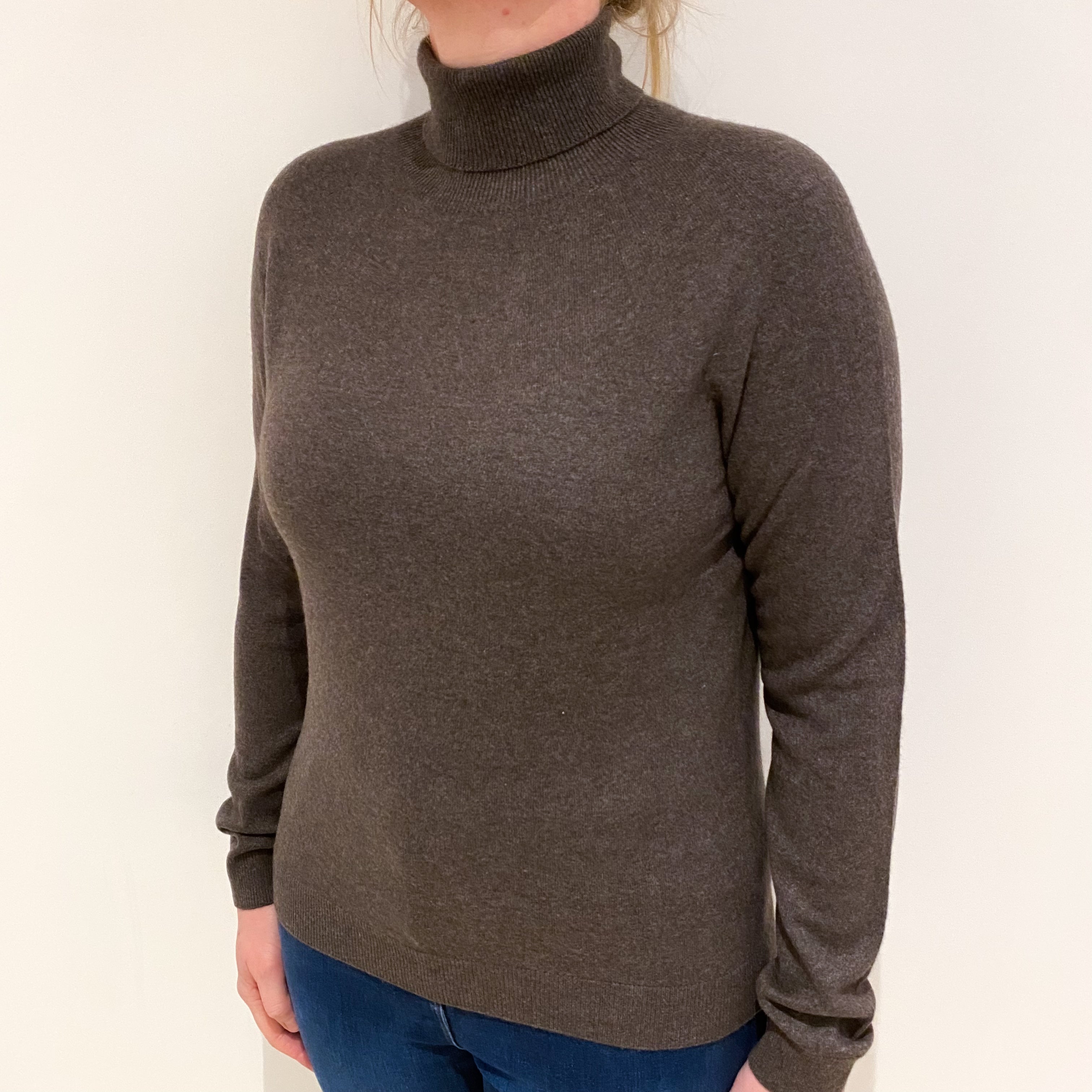 Donkey Brown Cashmere Polo Neck Jumper Large