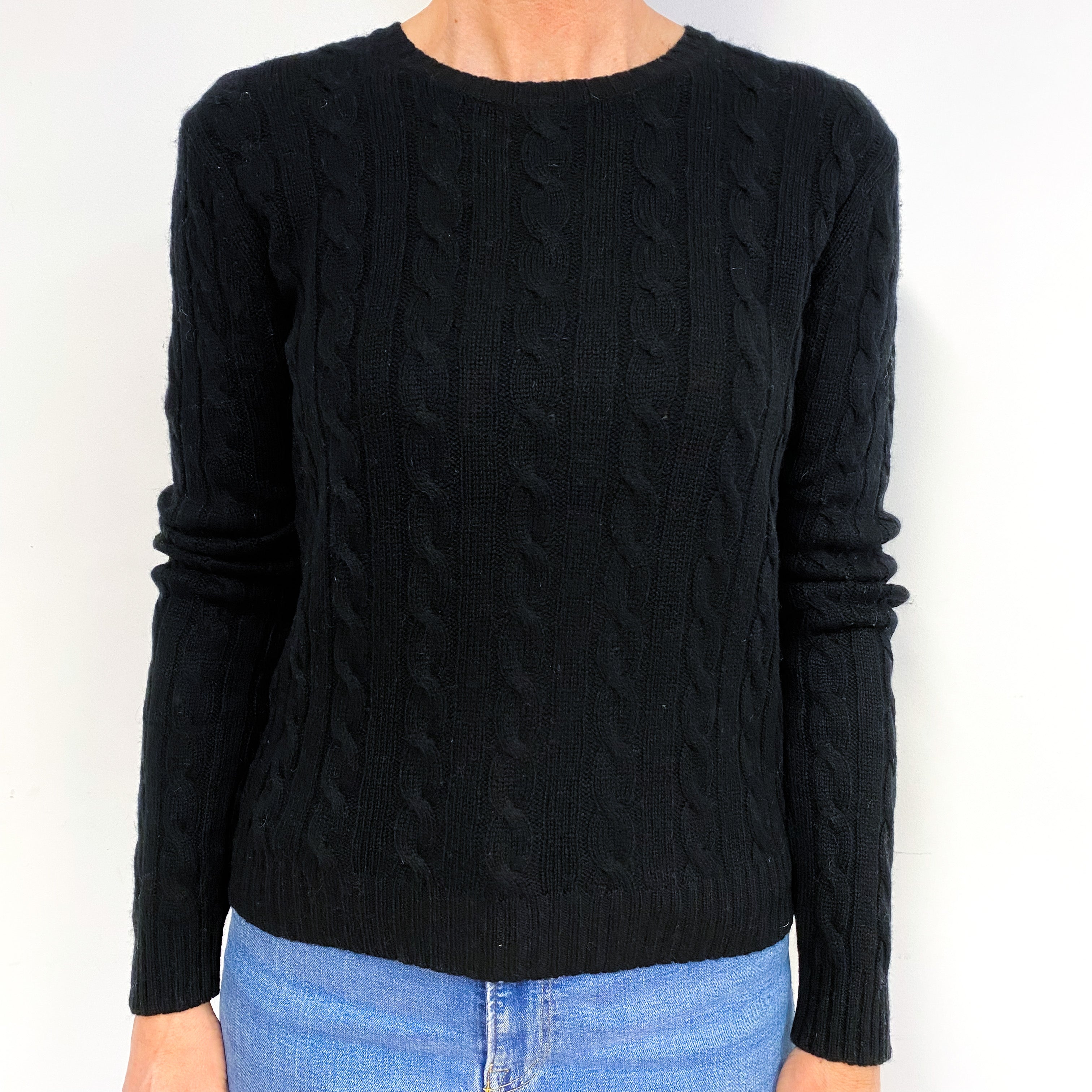 Black Cashmere Crew Neck Jumper Medium