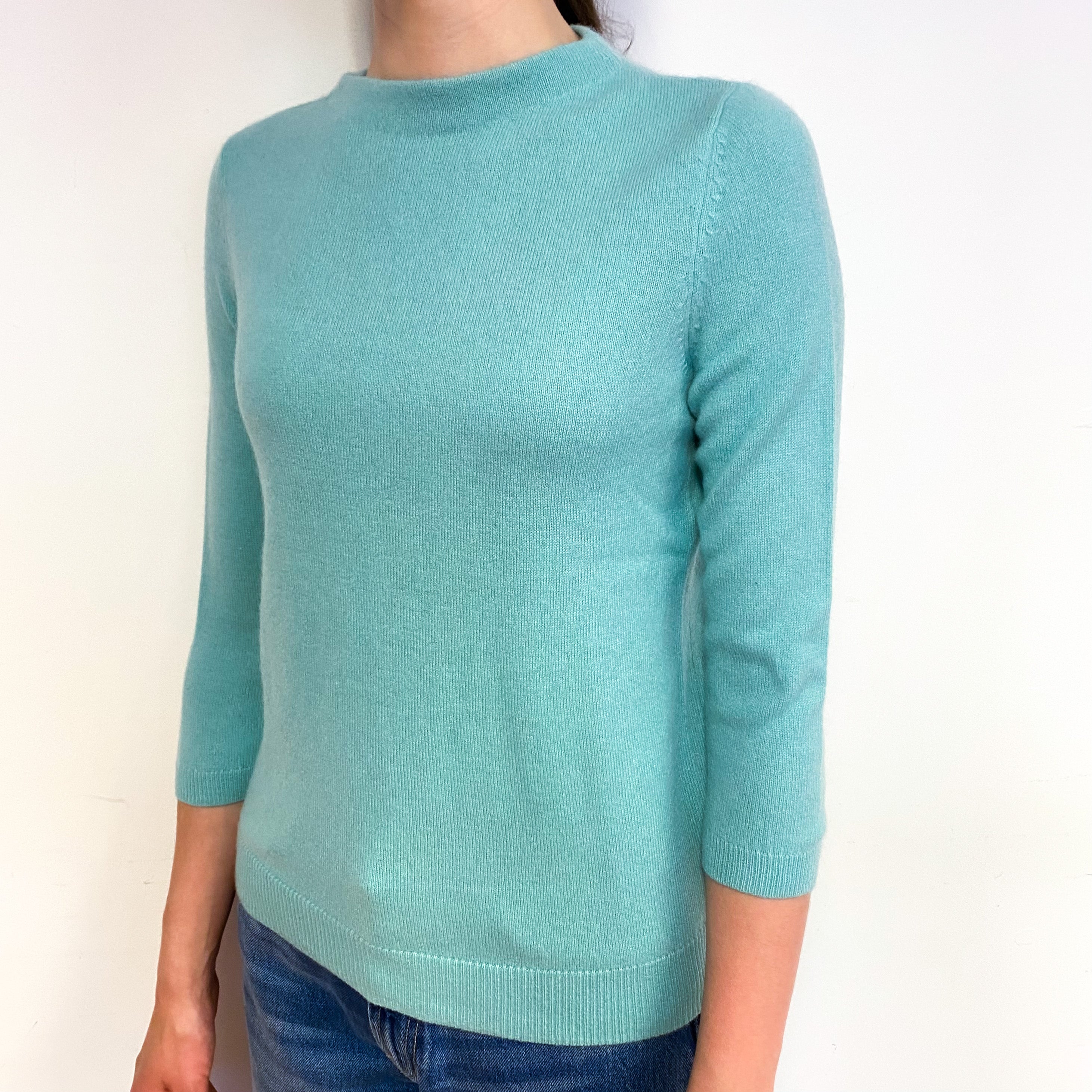 Deep Mint Green Cashmere Crew Neck Jumper Extra Small/Petite