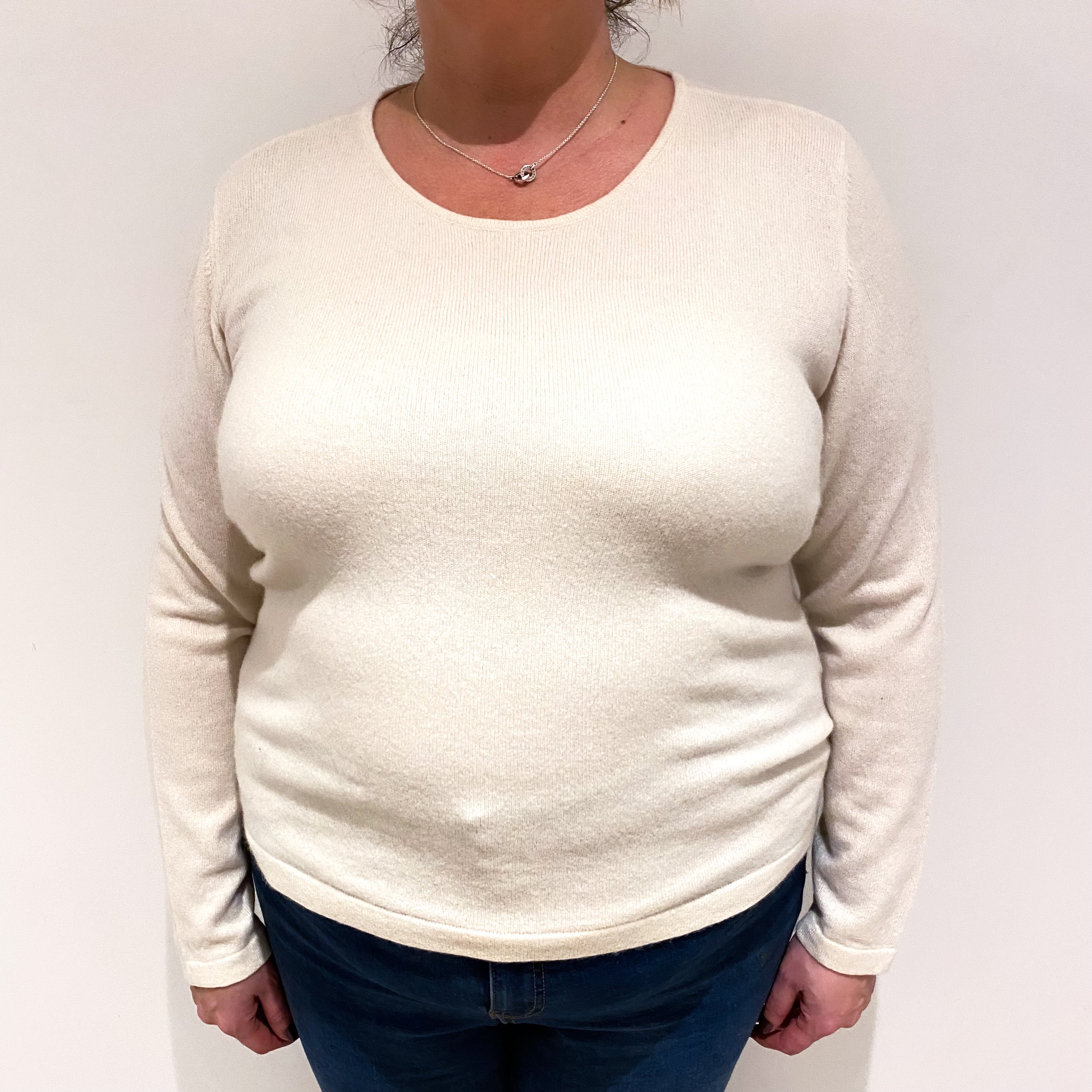 Vanilla Cream Cashmere Crew Neck Jumper Extra Large
