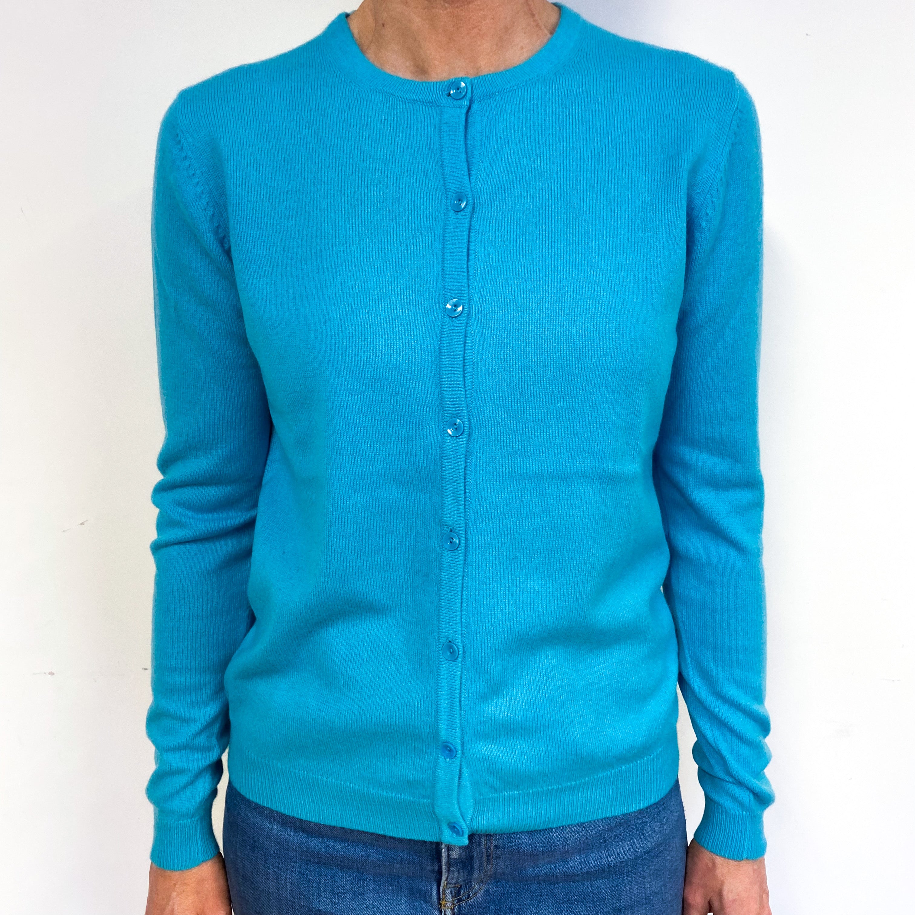 Turquoise Blue Cashmere Cardigan Medium