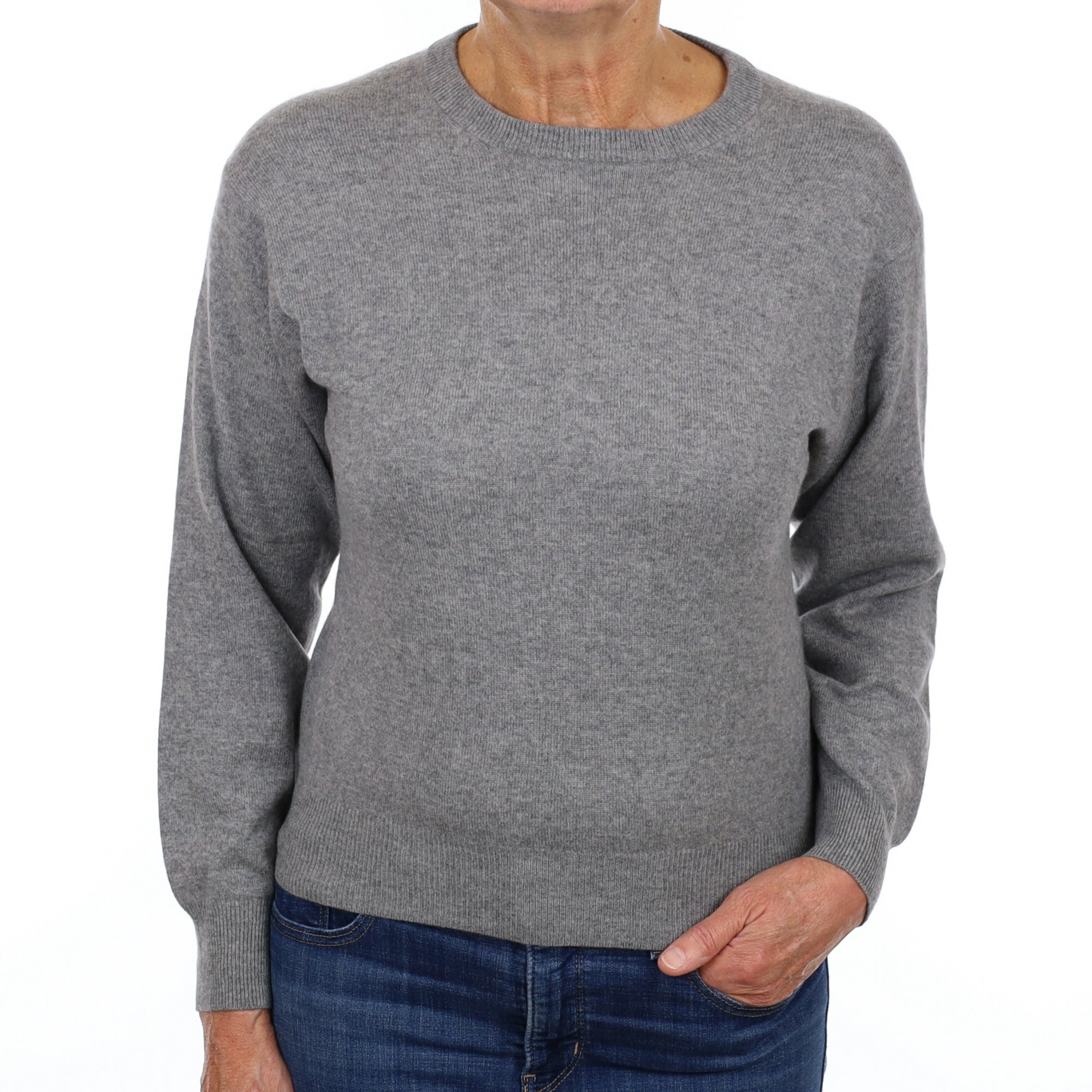 Smoke Grey Cashmere Crew Neck Jumper Medium
