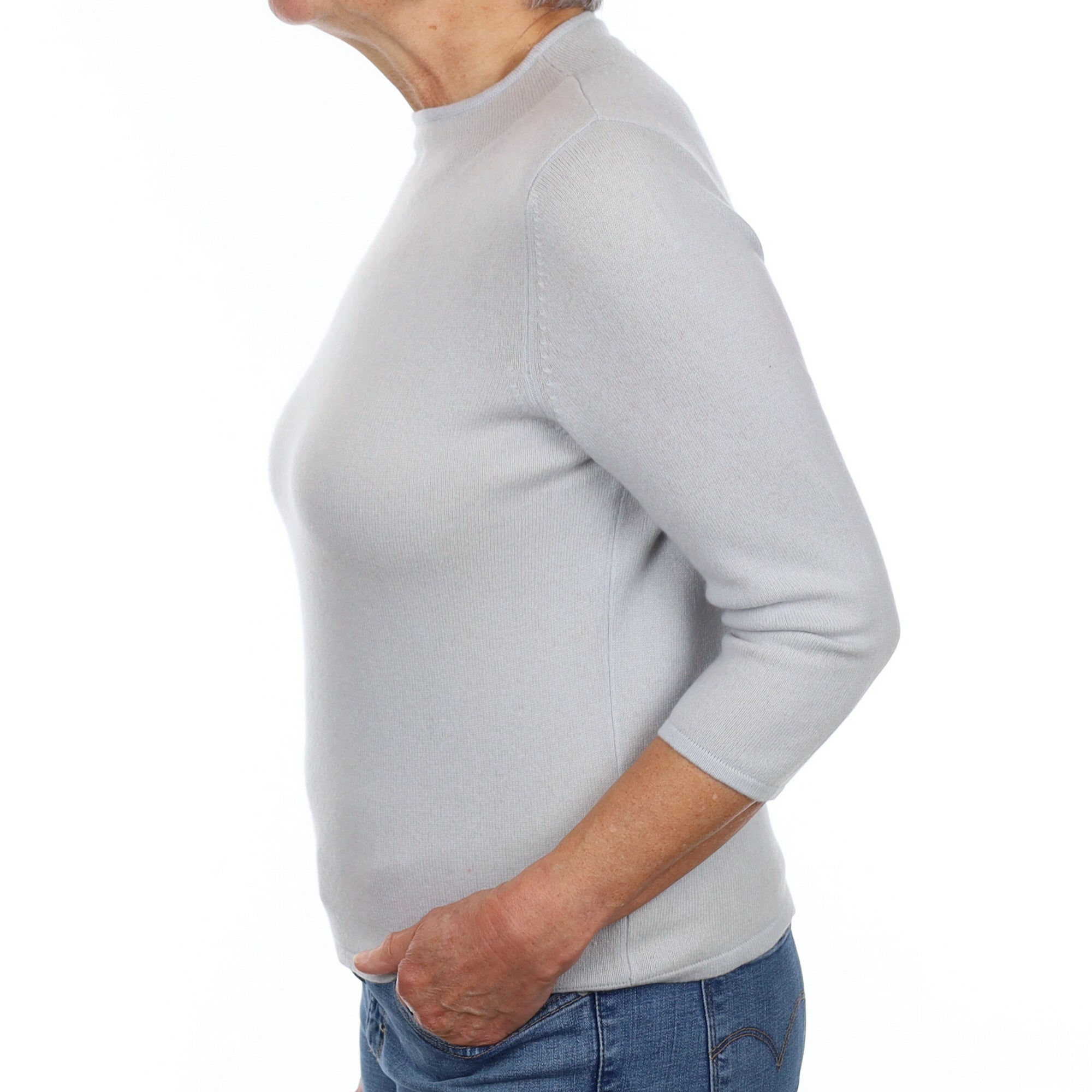 Pale Blue Cashmere Turtle Neck Jumper Medium