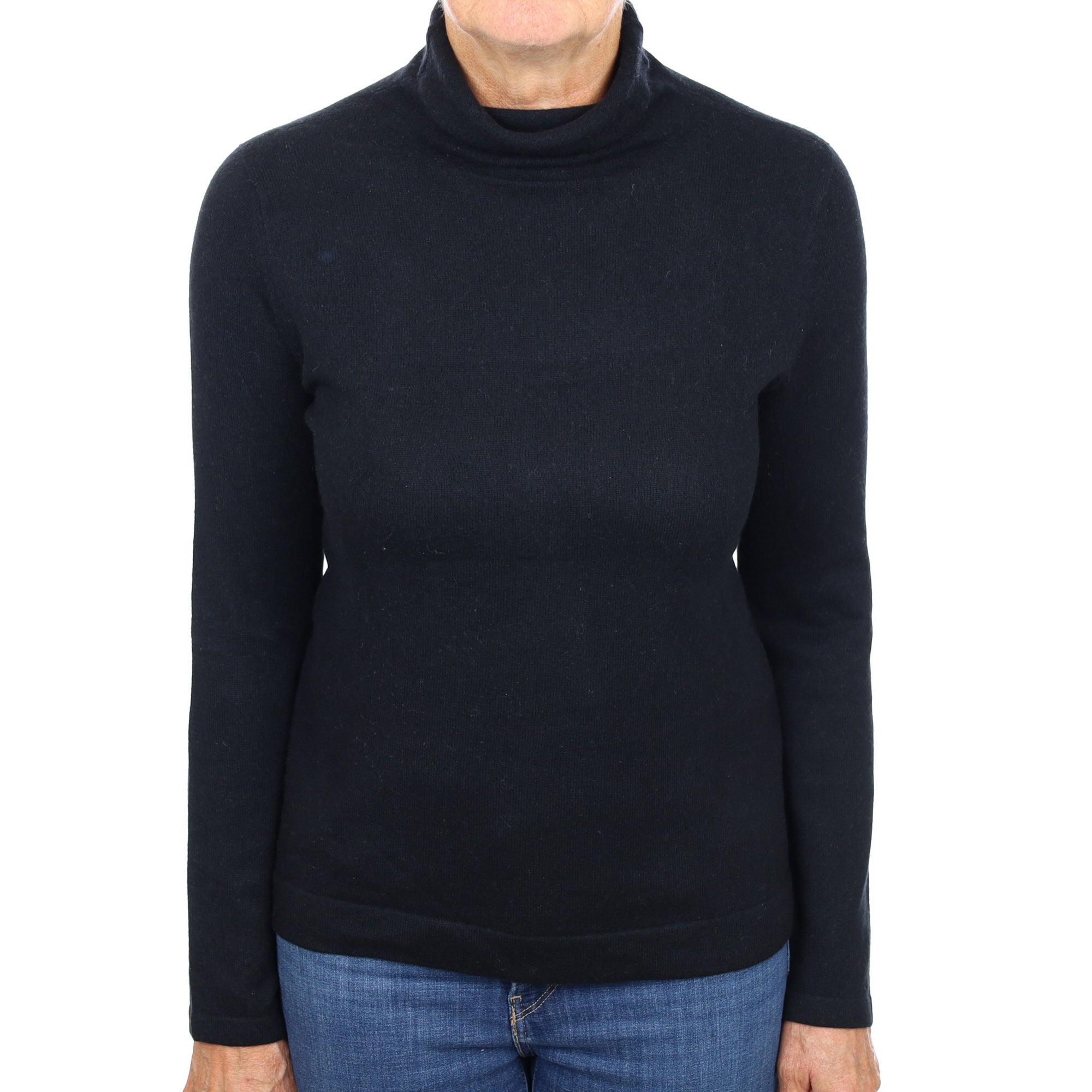 Black Cashmere Funnel Neck Jumper Medium