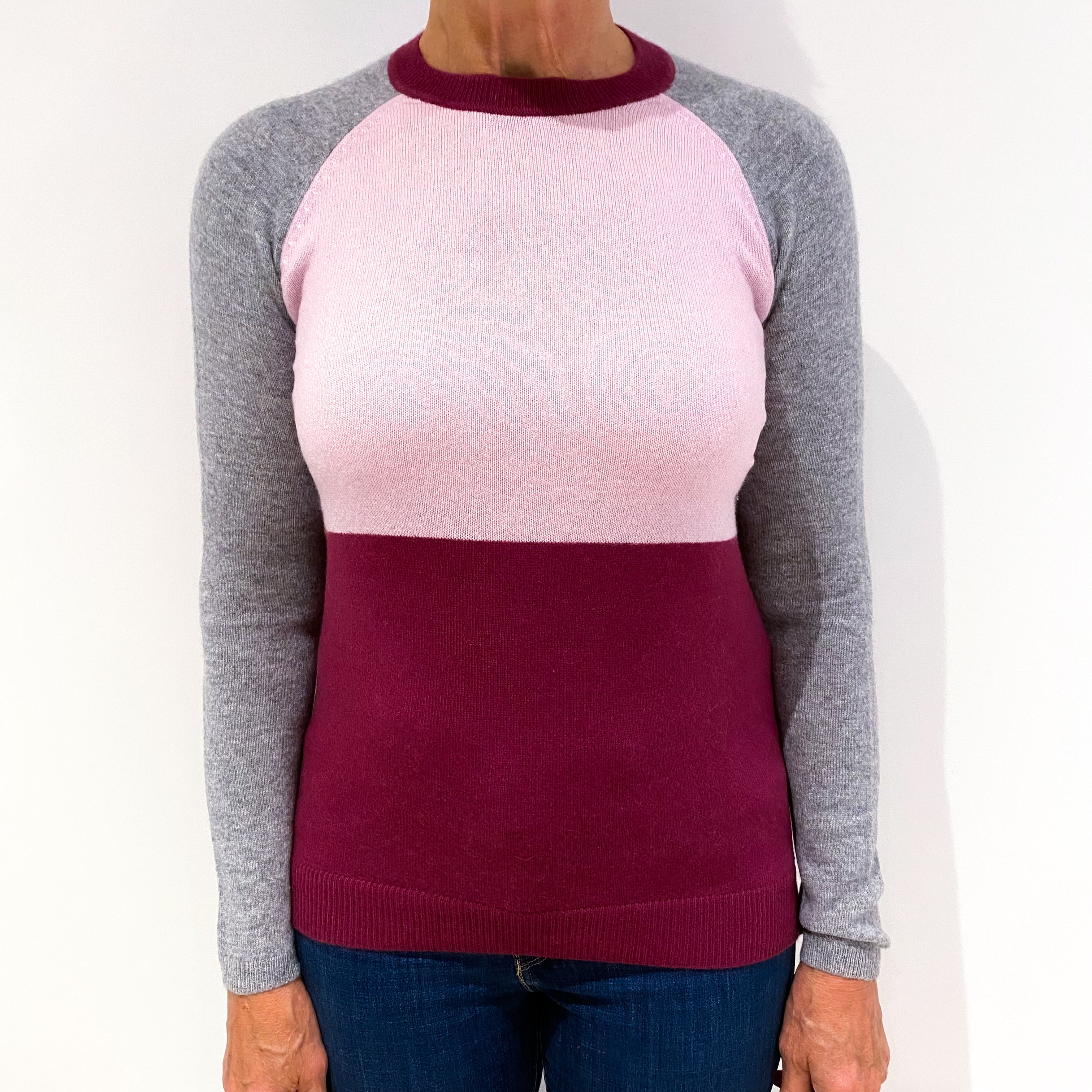 Pink Cashmere Crew Neck Jumper Medium