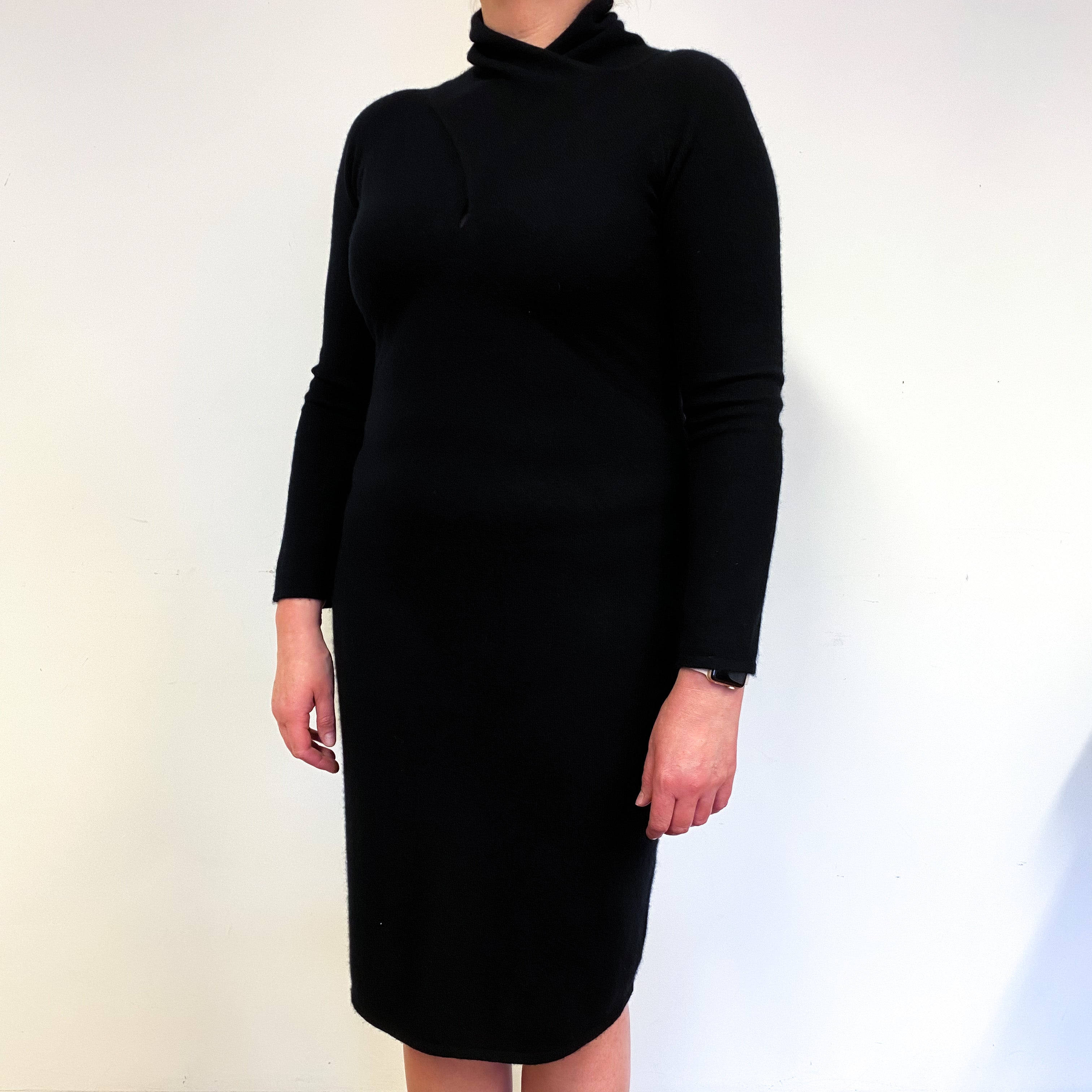 Armani Black Cashmere Long Sleeve Dress Large