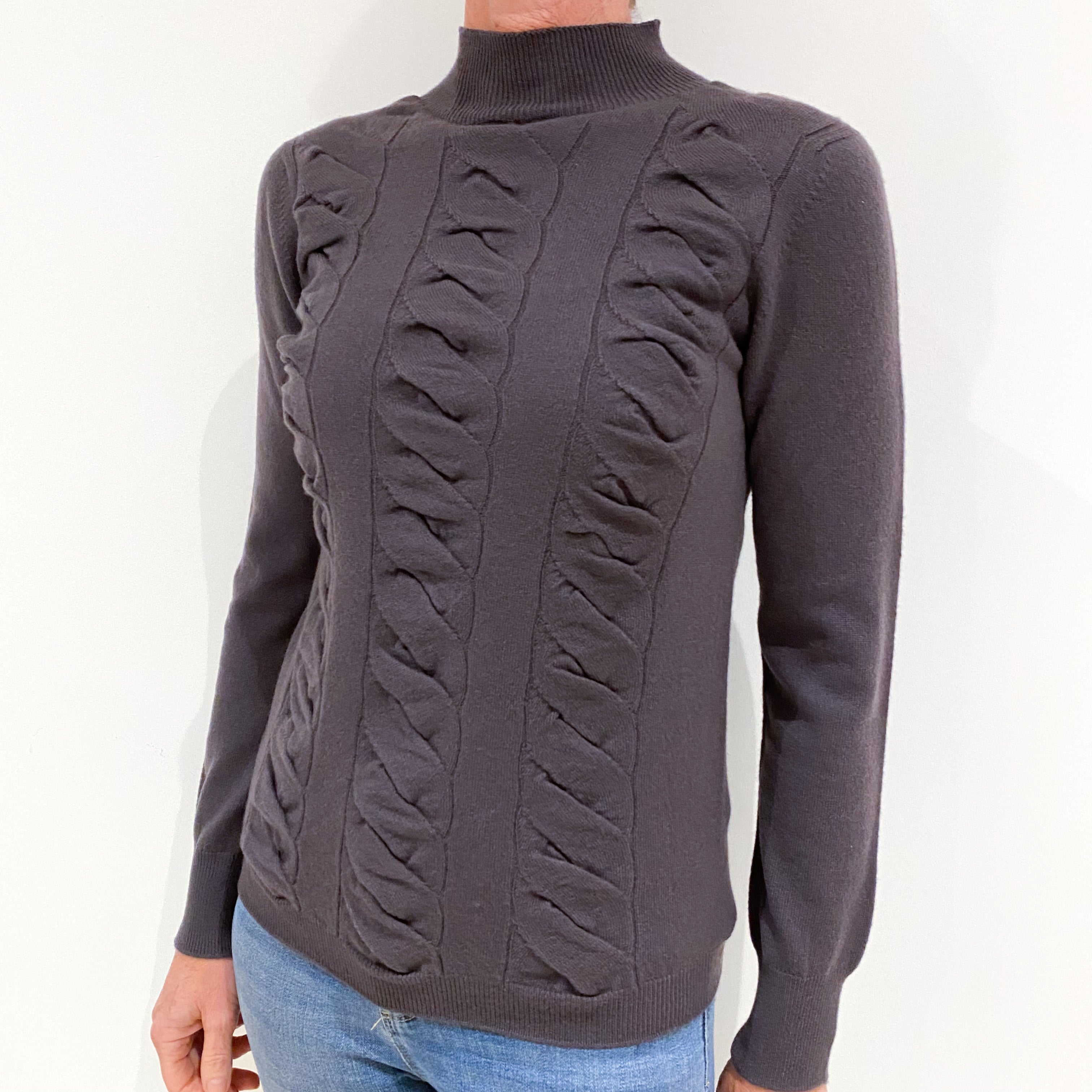 Brand New Scottish Purple Slate Cashmere Turtleneck Jumper Small