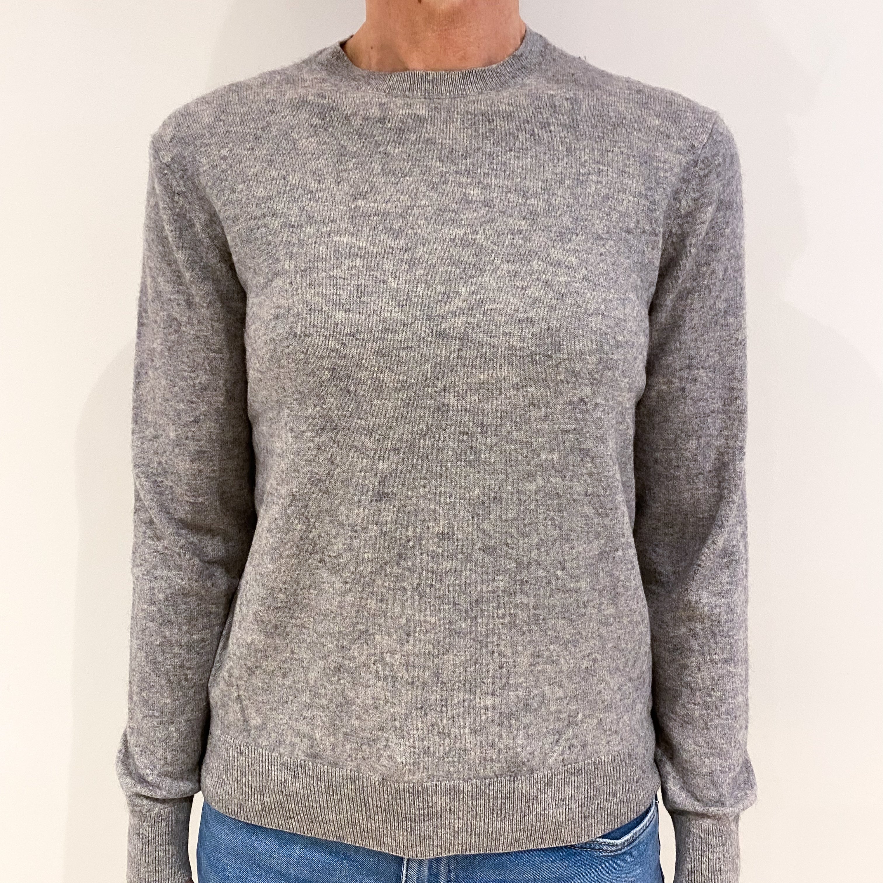 Smoke Grey Cashmere Crew Neck Jumper Small