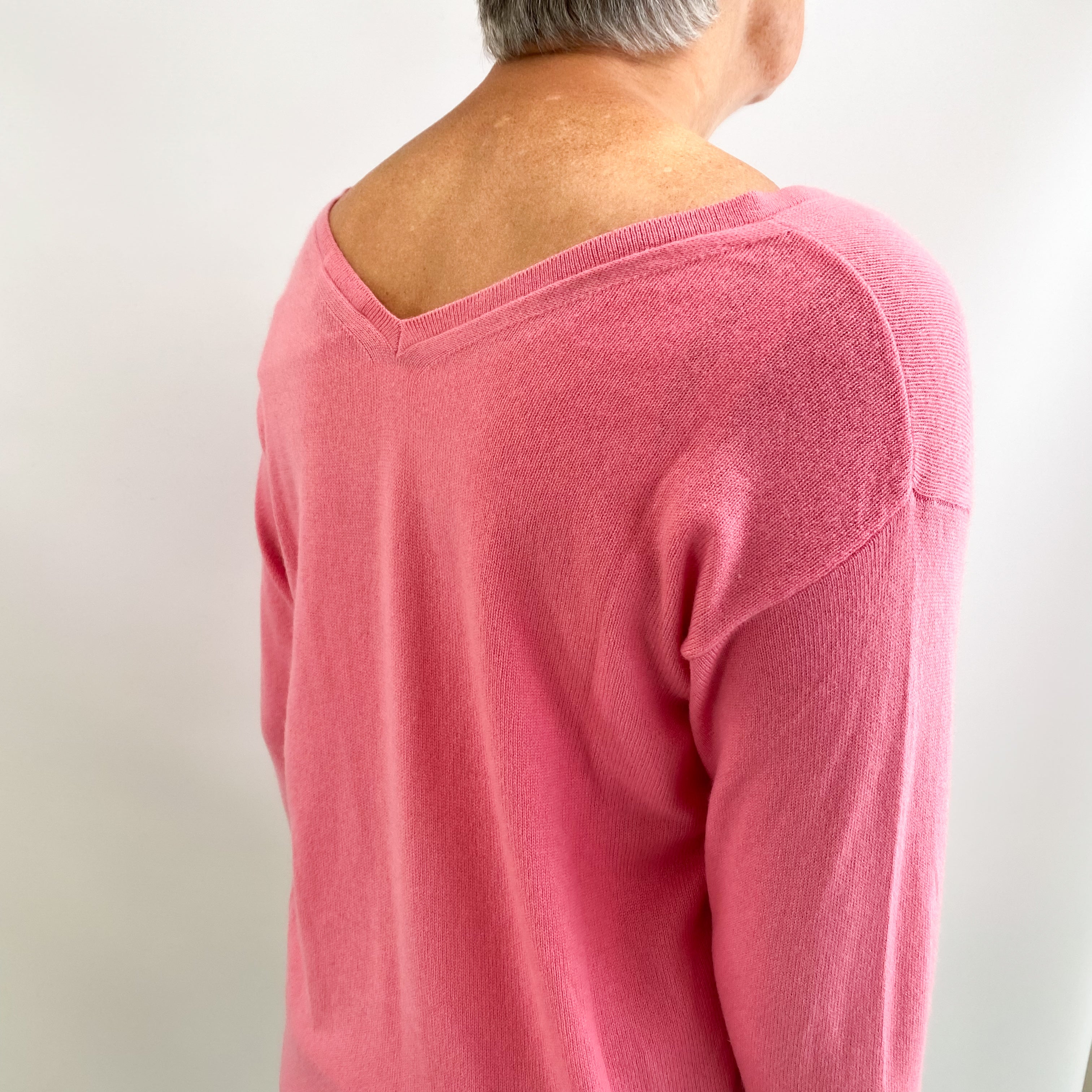 Bubblegum Pink Cashmere V Neck Jumper Medium