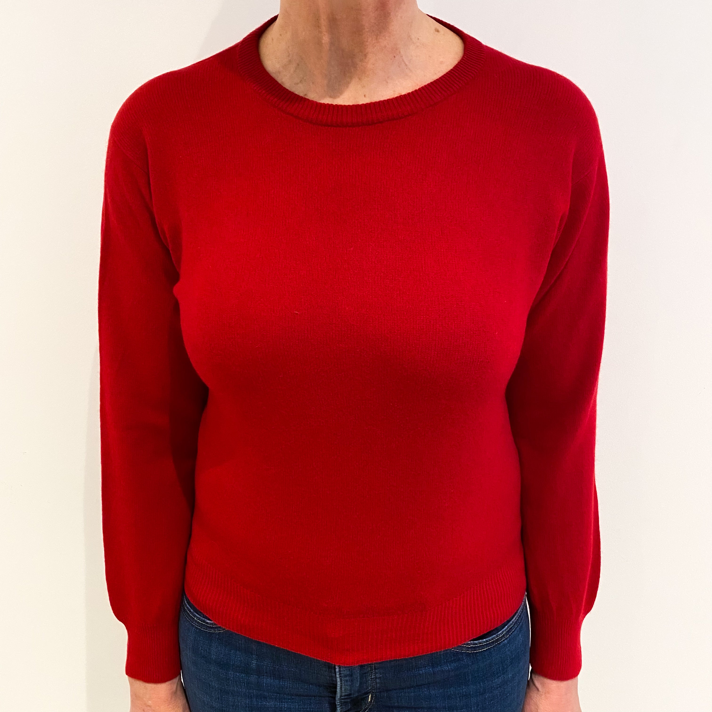 Scarlet Red Cashmere Crew Neck Jumper Medium