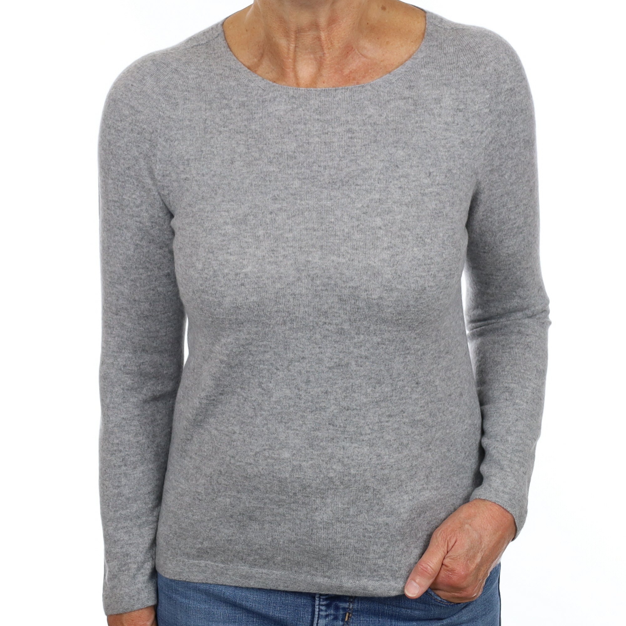 Smoke Grey Cashmere Crew Neck Jumper Medium