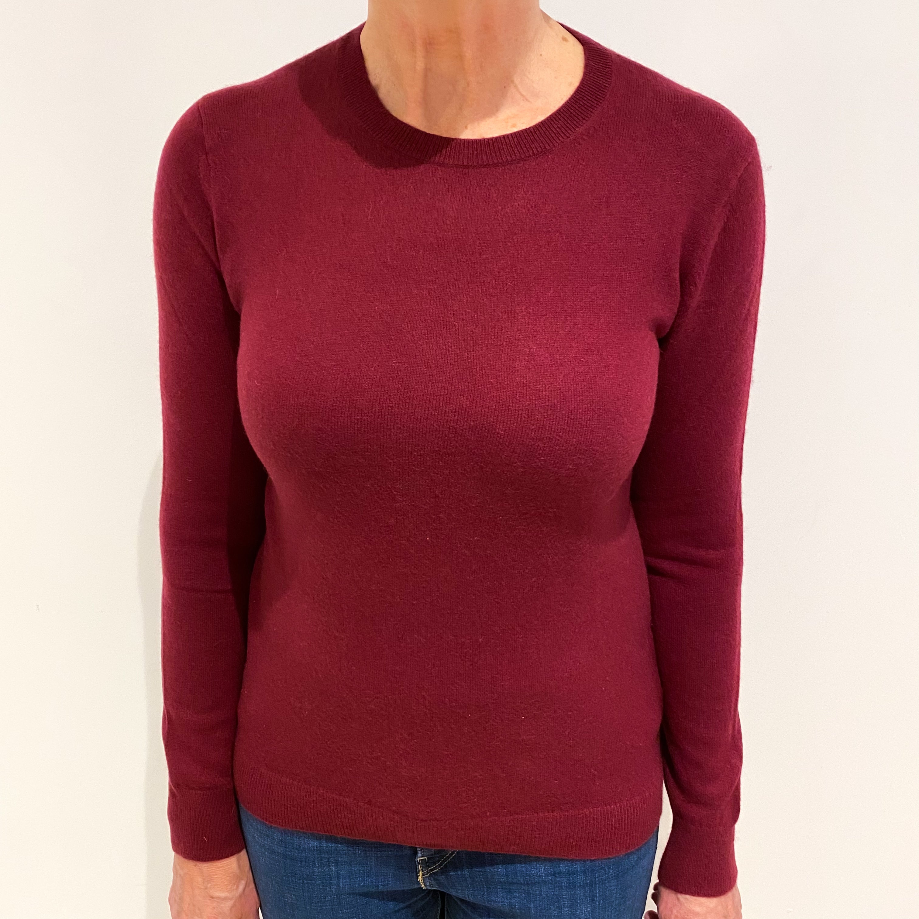 Maroon Red Cashmere Crew Neck Jumper Medium