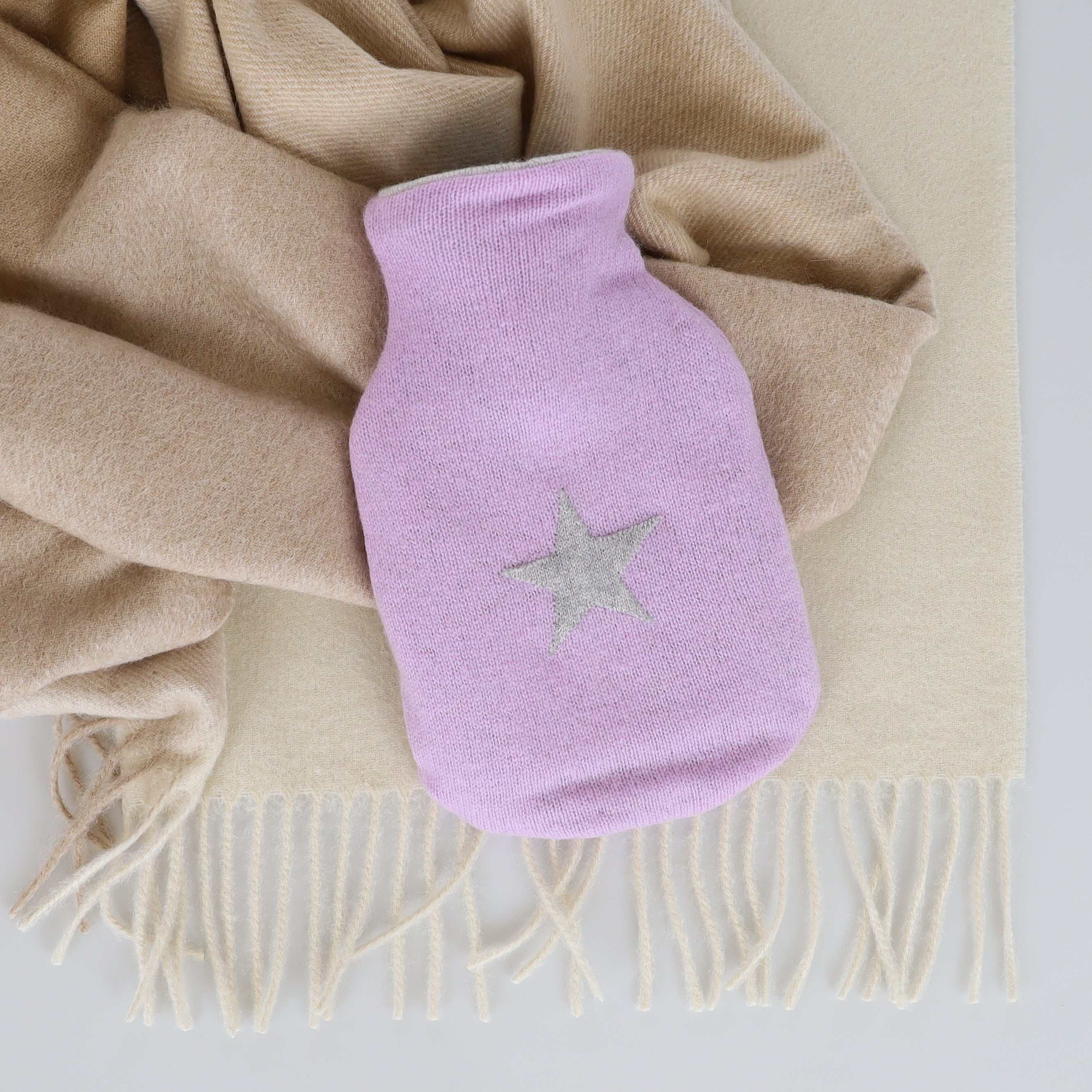 Lilac and Smoke Grey Small Cashmere Hot Water Bottle