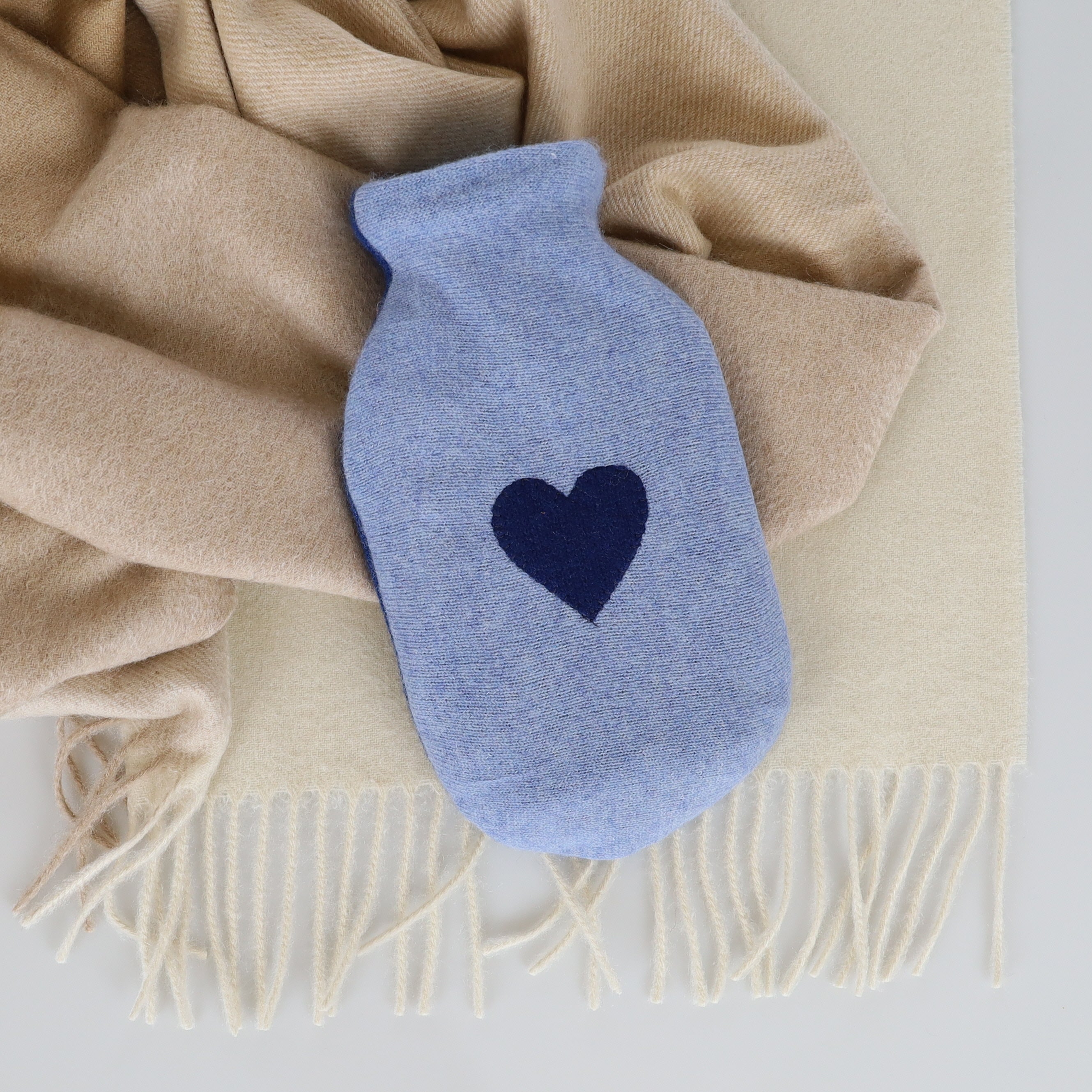 Denim and Navy Cashmere Small Hot Water Bottle