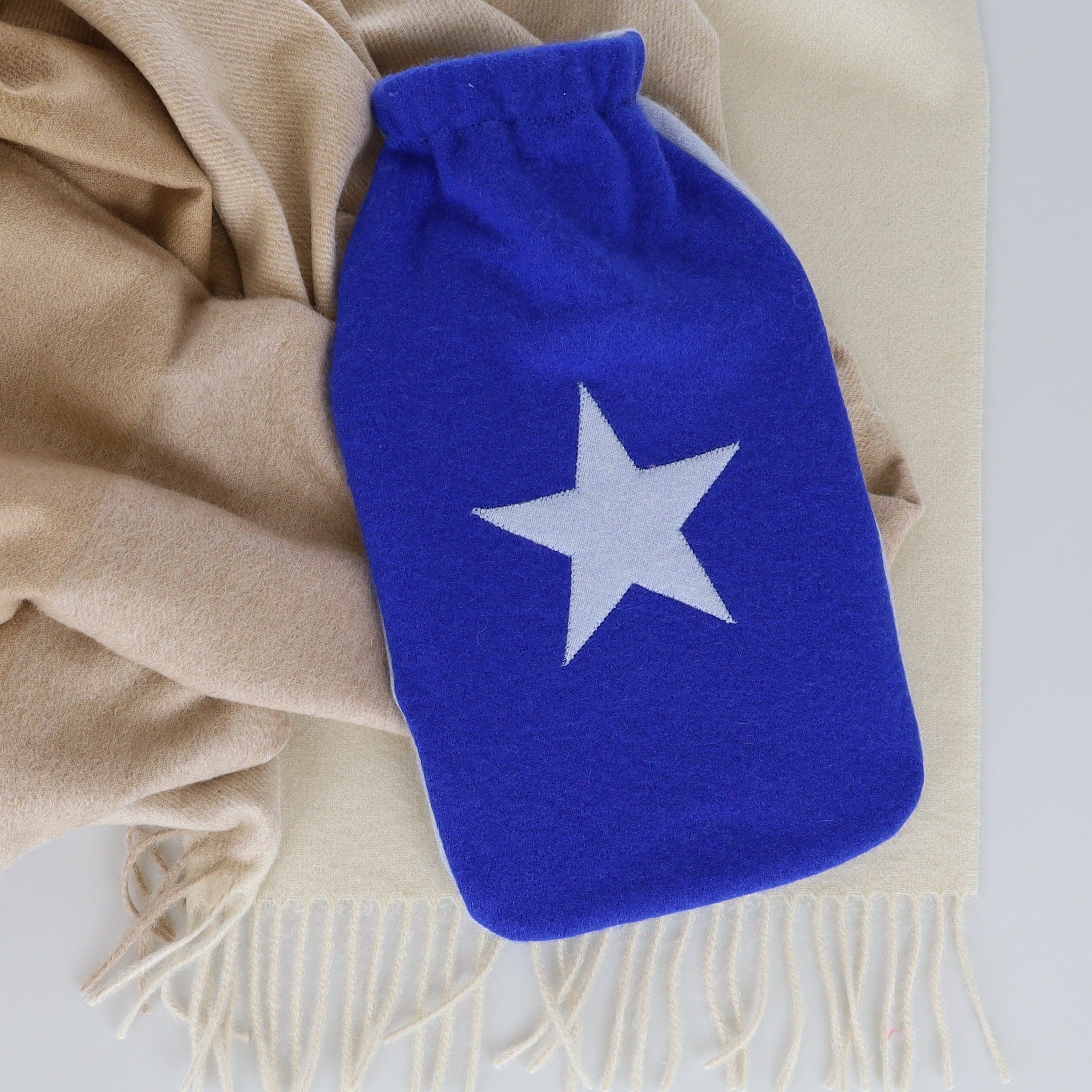 Cobalt and Ice Blue Cashmere Large Hot Water Bottle