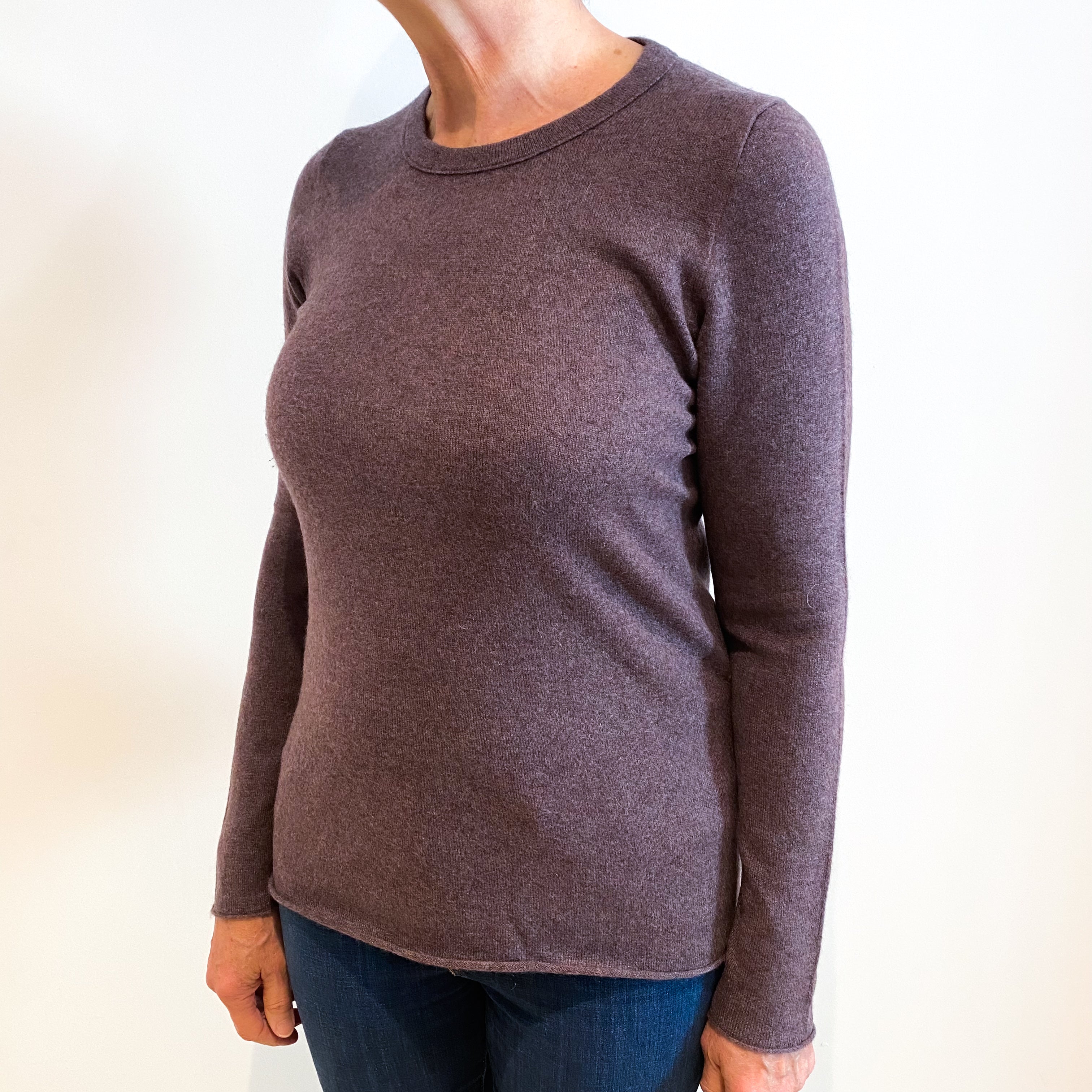 Mole Brown Cashmere Crew Neck Jumper Medium