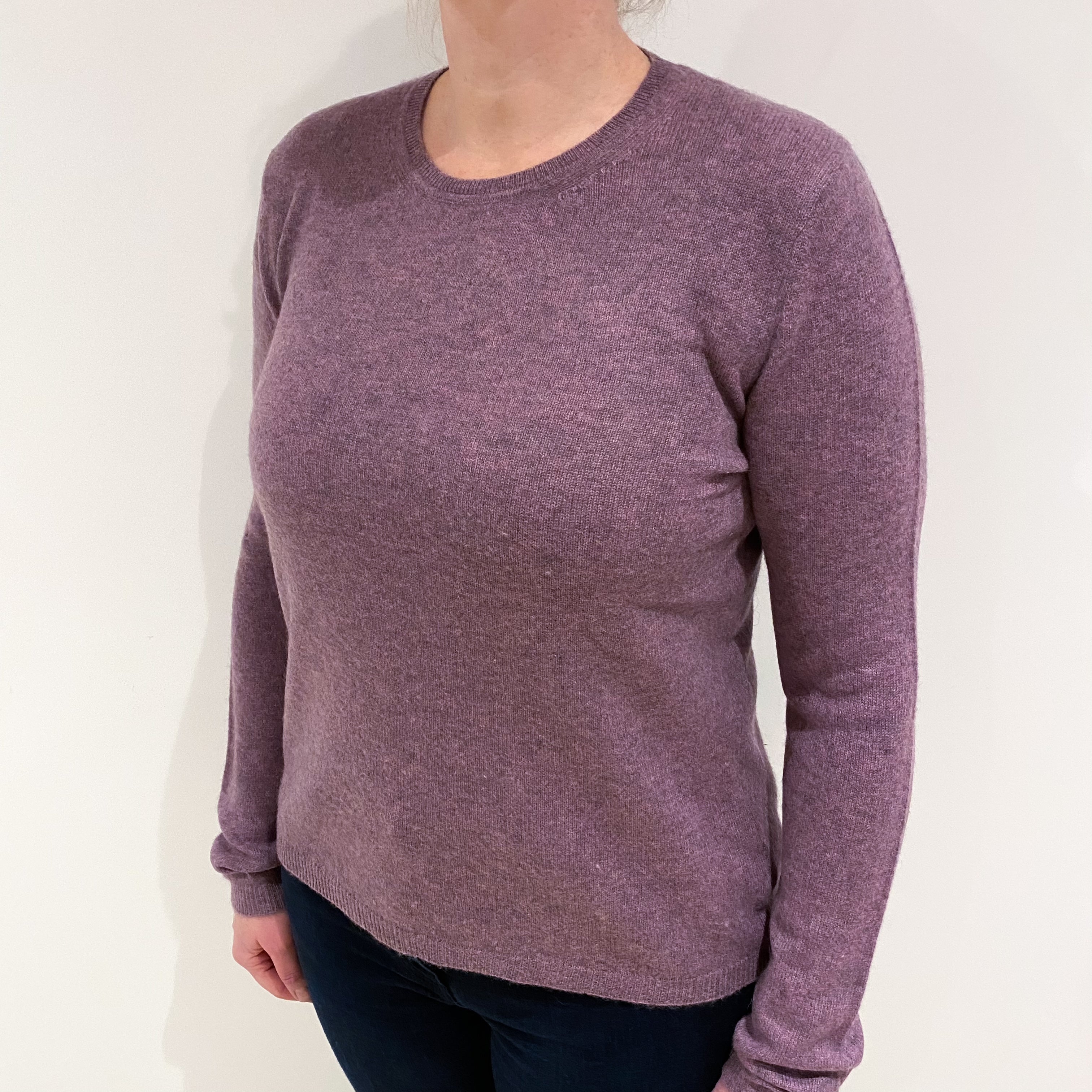 Dusky Heather Purple Cashmere Crew Neck Jumper Large